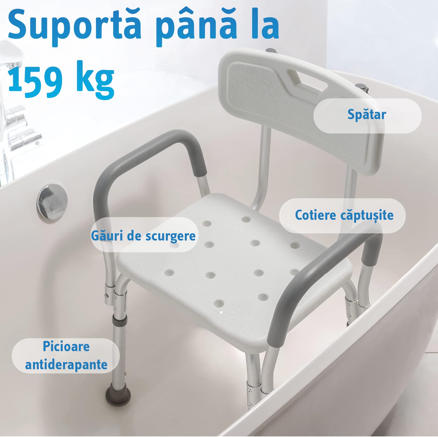 Scaun de dus si cada NextWave® cu spatar si brate captusite, inaltime reglabila 41–53 cm, suport greutate 160 kg, cadru din – imaginea 5