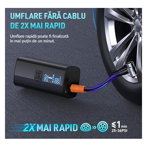 Compresor Auto Portabil Digital NextWave cu accumulator, baterie 6000mAh, pentru Anvelope Auto, Motociclete, Tubliss Enduro – imaginea 5