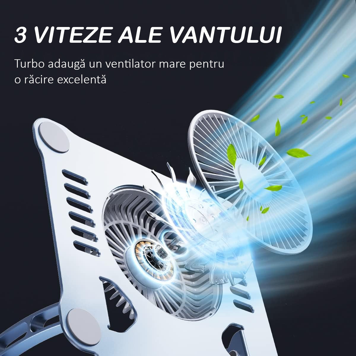 Suport Laptop Ergonomic, cu Sistem de Ventilatie prin Cooler, 3 viteze, Portabil, Stand Reglabil pe Inaltime, pentru Laptop – imaginea 5