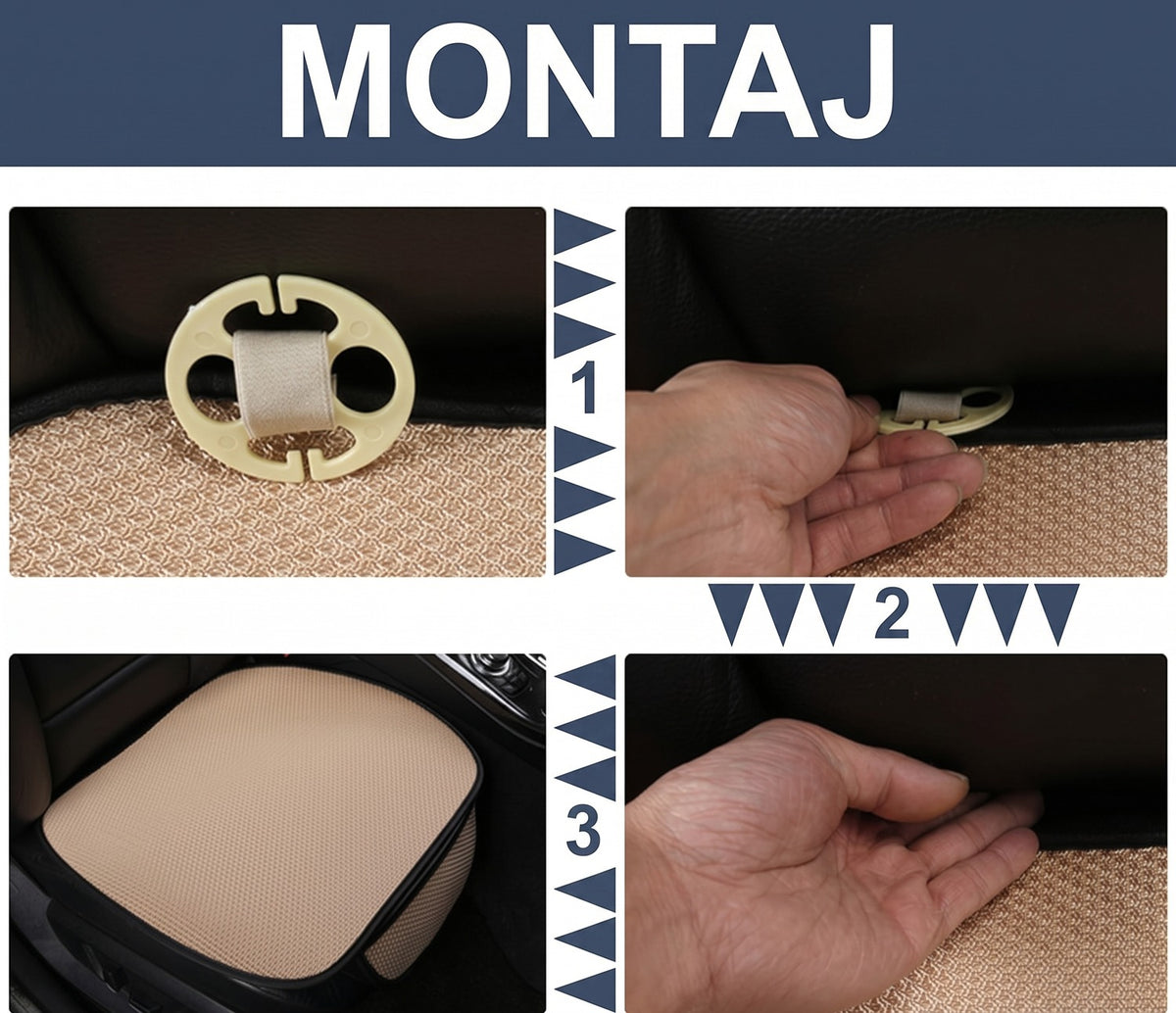 Set 3 huse pentru scaune auto NextWave®️, protecție împotriva petelor și uzurii, confort sporit, buzunare practice de – imaginea 5