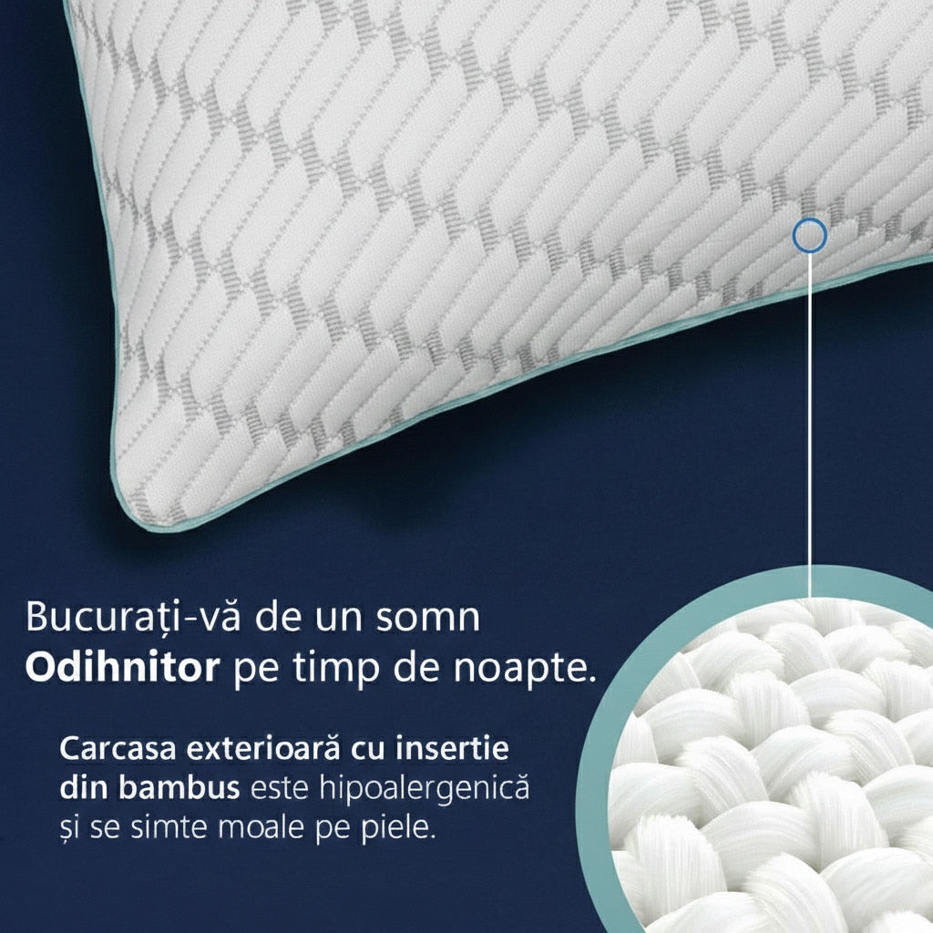 Perna ortopedica pentru dormit ajustabila NextWave®️, Spuma cu Memorie Maruntita pentru Gat si Suport Cervical, 2 Zone de – imaginea 5