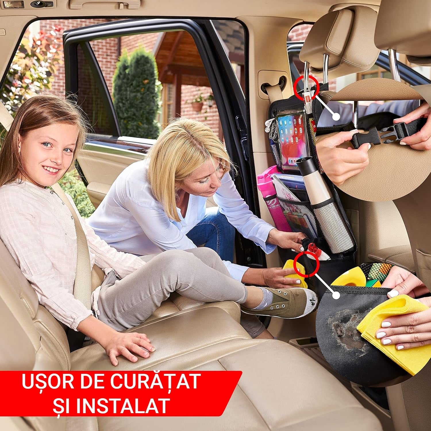 Huse Auto pentru spatarul scaunelor din fata NextWave®, Protectie spatar pentru masina, Organizator auto rezistent la Apa, 9 – imaginea 5