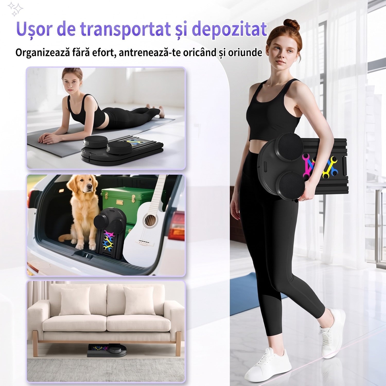 Placa Pilates multifunctionala 6-in-1 NextWave®, antrenament corporal complet si sculptare abdomene, functie rebound, afisaj – imaginea 5