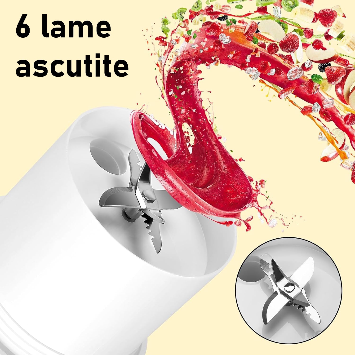 Mini Blender Electric NextWave™, Portabil, Multifunctional, Auto-curatare, Autonomie Mare, Baterie reincarcabila 4000mAh – imaginea 5