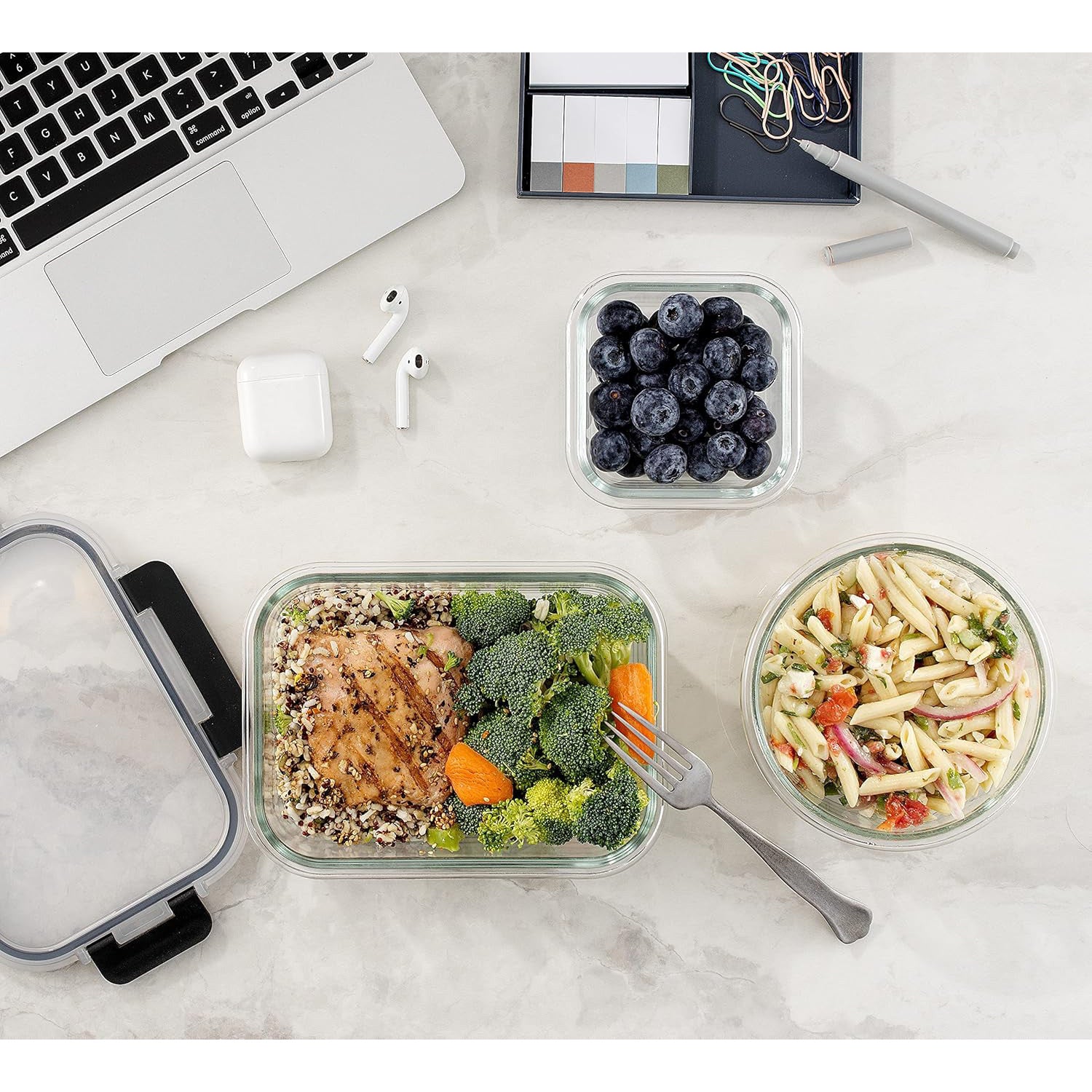 Set 12 Caserole Alimentare din sticla NextWave®️ Capace Etanse, Depozitare Frigider si Congelator, Potrivite pentru – imaginea 5