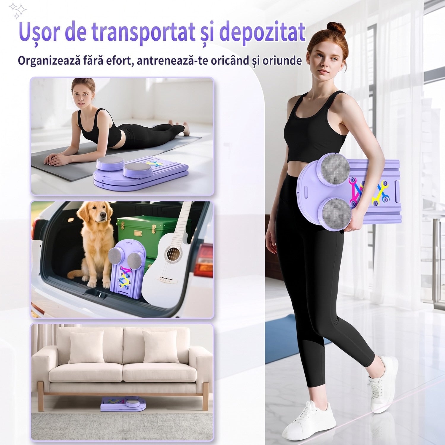 Placa Pilates multifunctionala NextWave®️, set reformer 6 in 1 pliabil pentru abdomen si sculptarea corpului, cu – imaginea 5