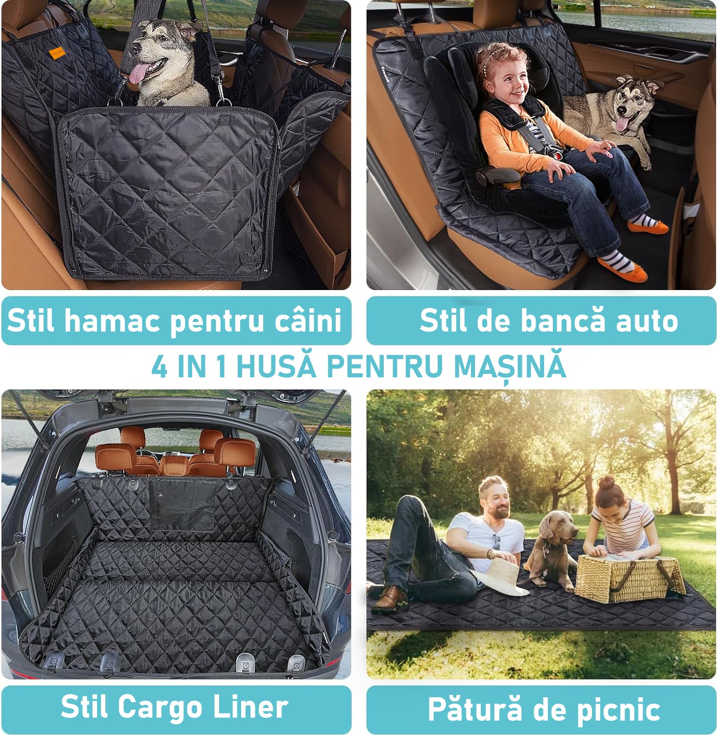 Husa scaune auto protectie si transport animale NextWave®️, Universala, Plasa pentru vizualizare, pentru caini si pisici de – imaginea 5