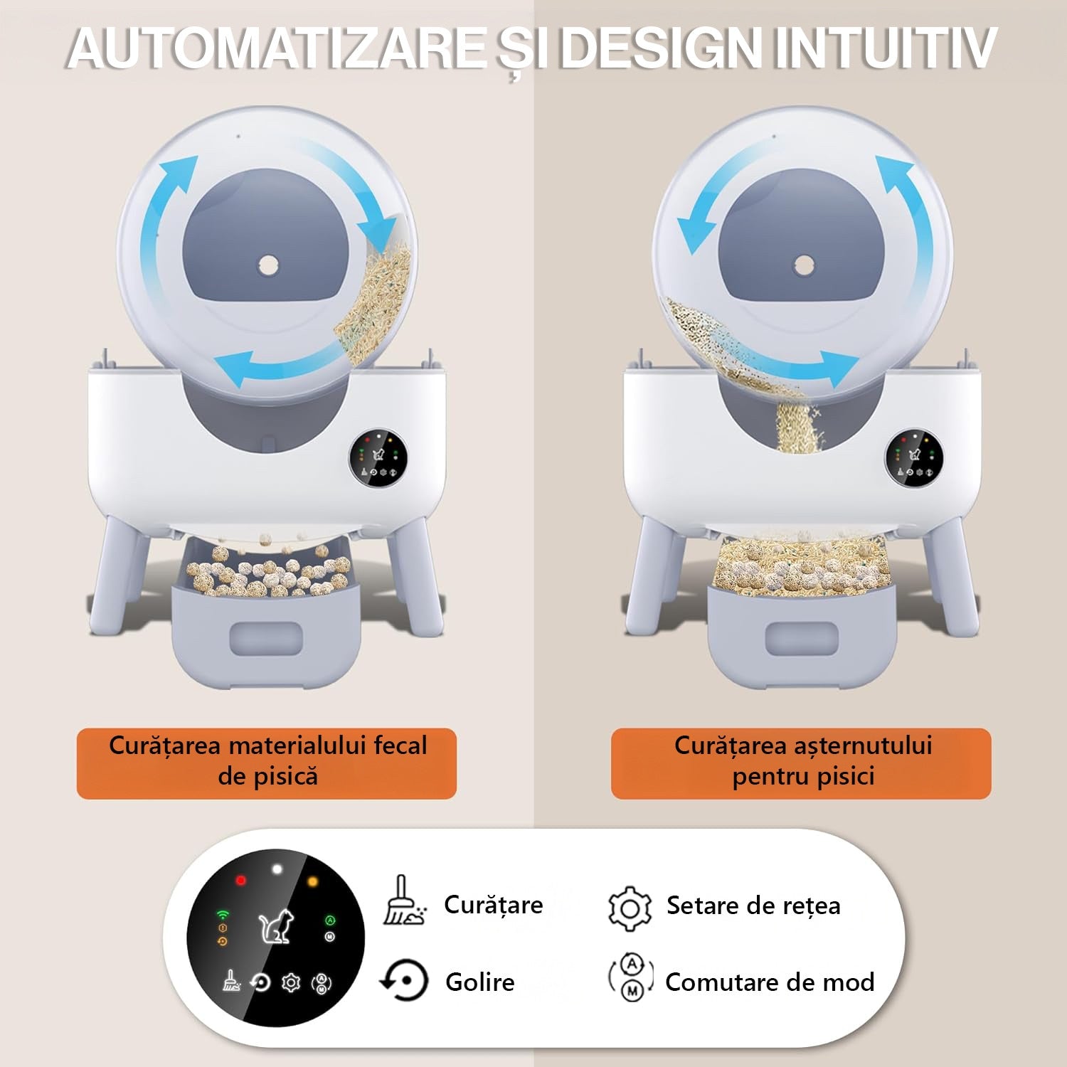 Litiera Automata Smart NextWave®️ pentru pisica, toaleta inteligenta cu functii de auto-curatare, Aplicatie Mobila, Senzori – imaginea 5
