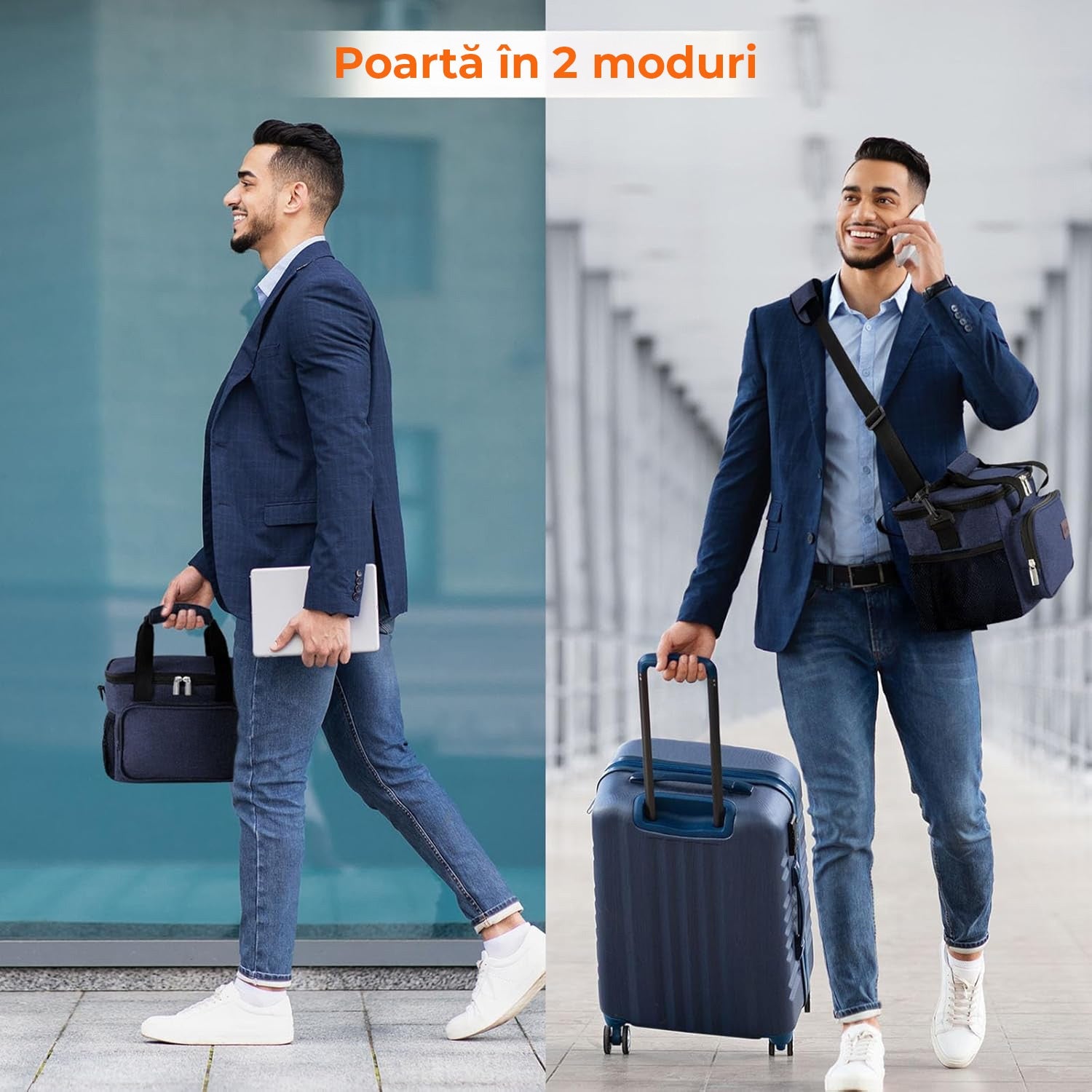 Geanta termoizolanta 9L NextWave® – portabila, cu compartiment spatios si buzunare laterale, curea ajustabila si maner – imaginea 5