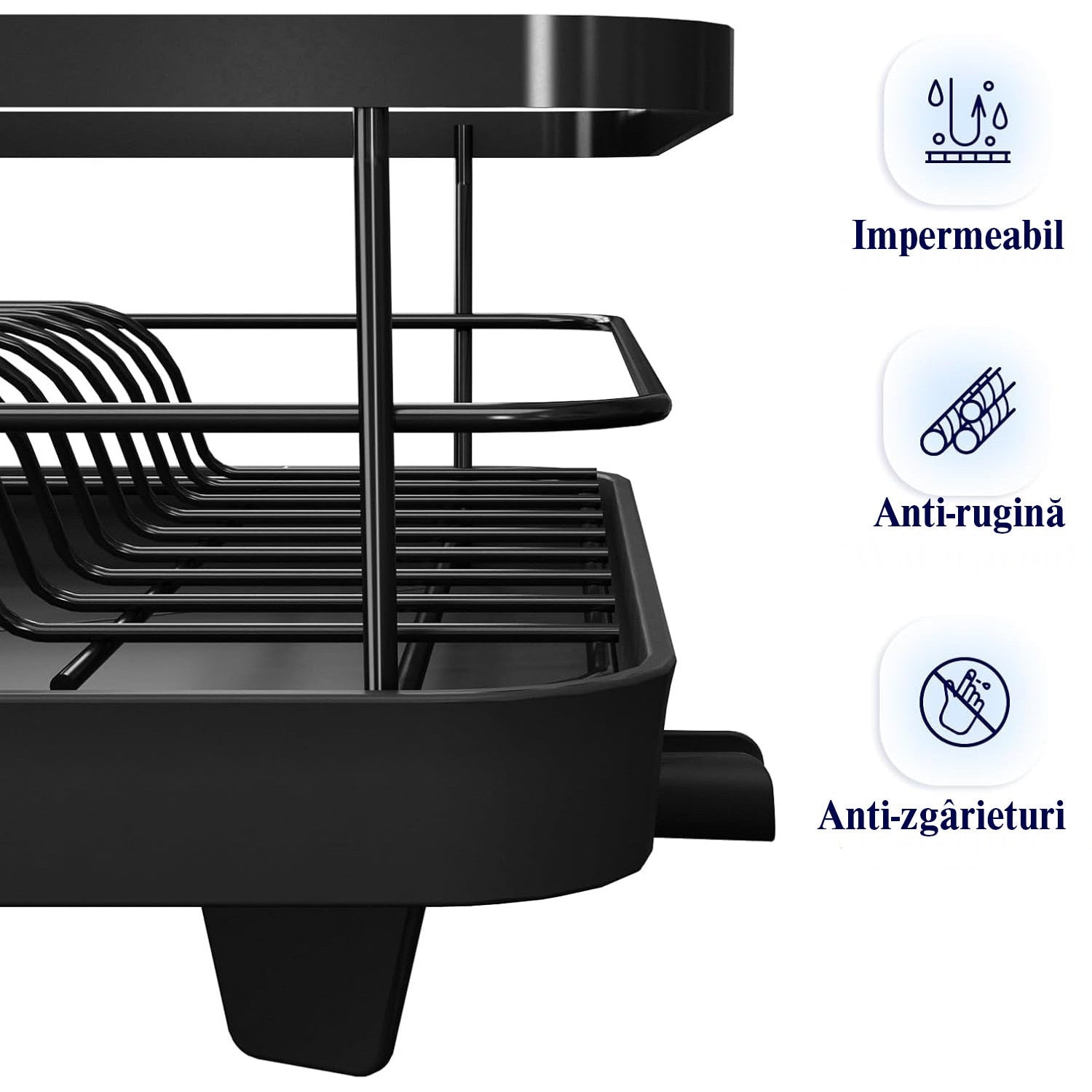 Scurgator vase cu suport scurgere automata NextWave®️, Suport pentru vase, multifunctional, suport pentru tacamuri si – imaginea 5