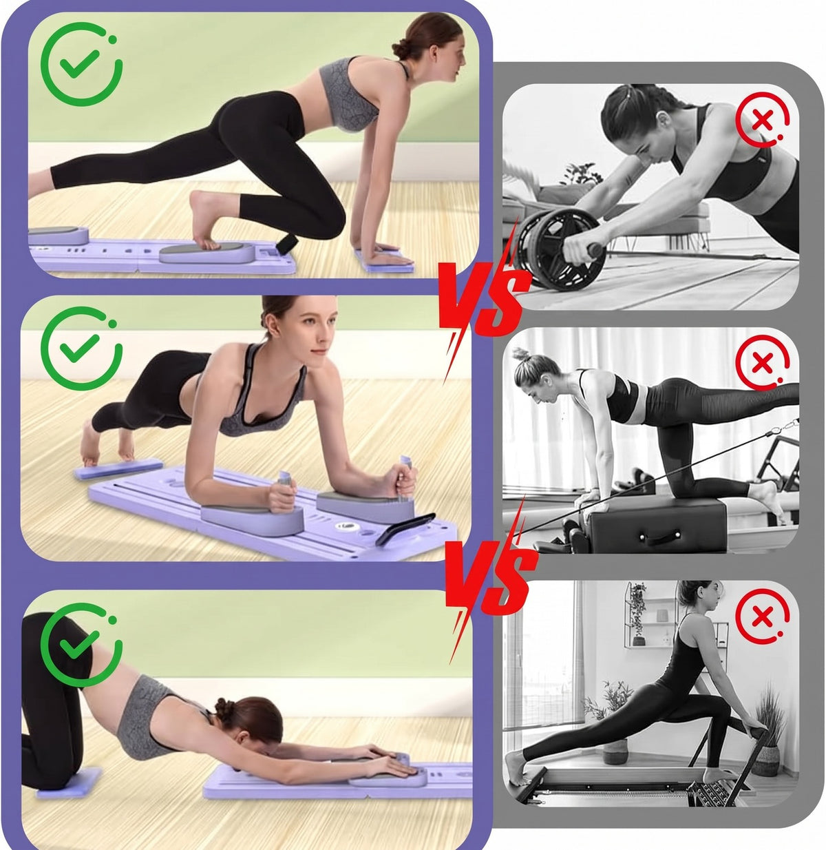 Placă de Pilates multifuncțională NextWave®️, reformer pliabilă pentru antrenamentul complet al corpului acasă, benzi – imaginea 5