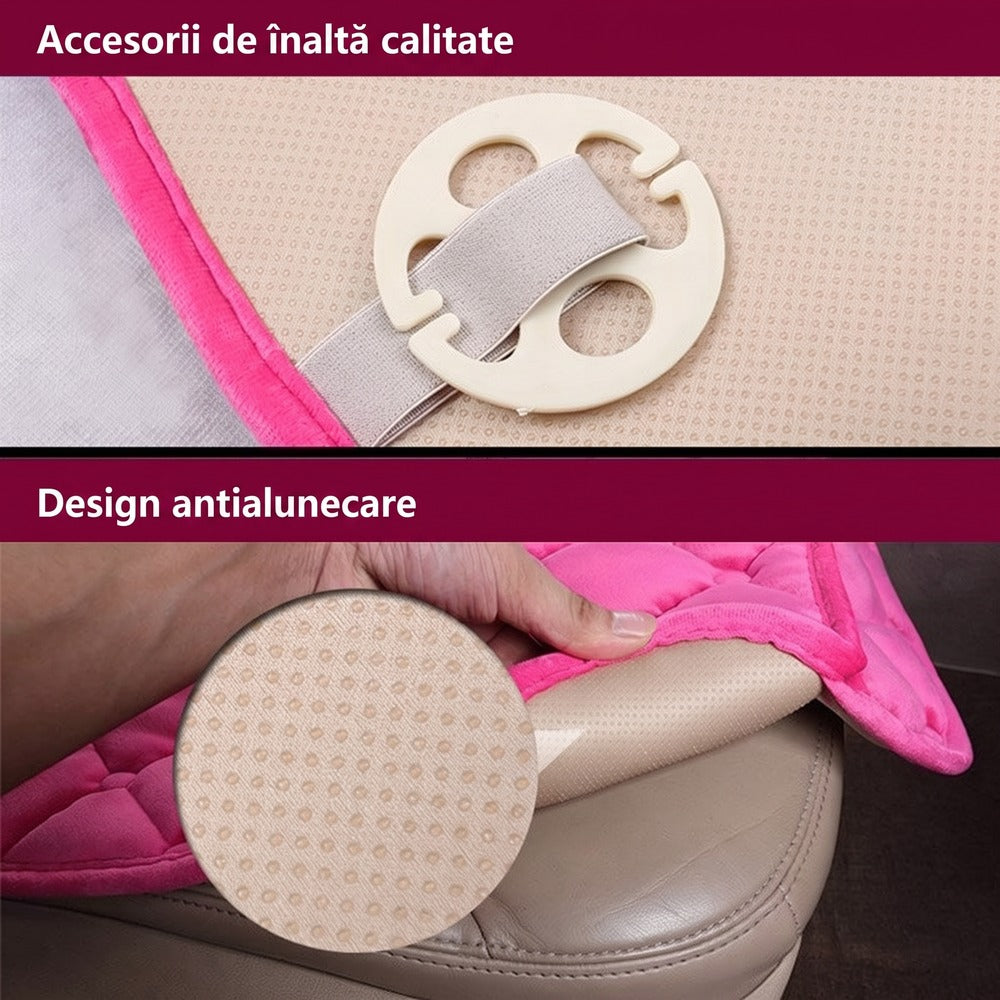 Set huse scaune auto NextWave®️, 3 piese pentru protectie si confort sporit, baza antialunecare si buzunare frontale, din – imaginea 5