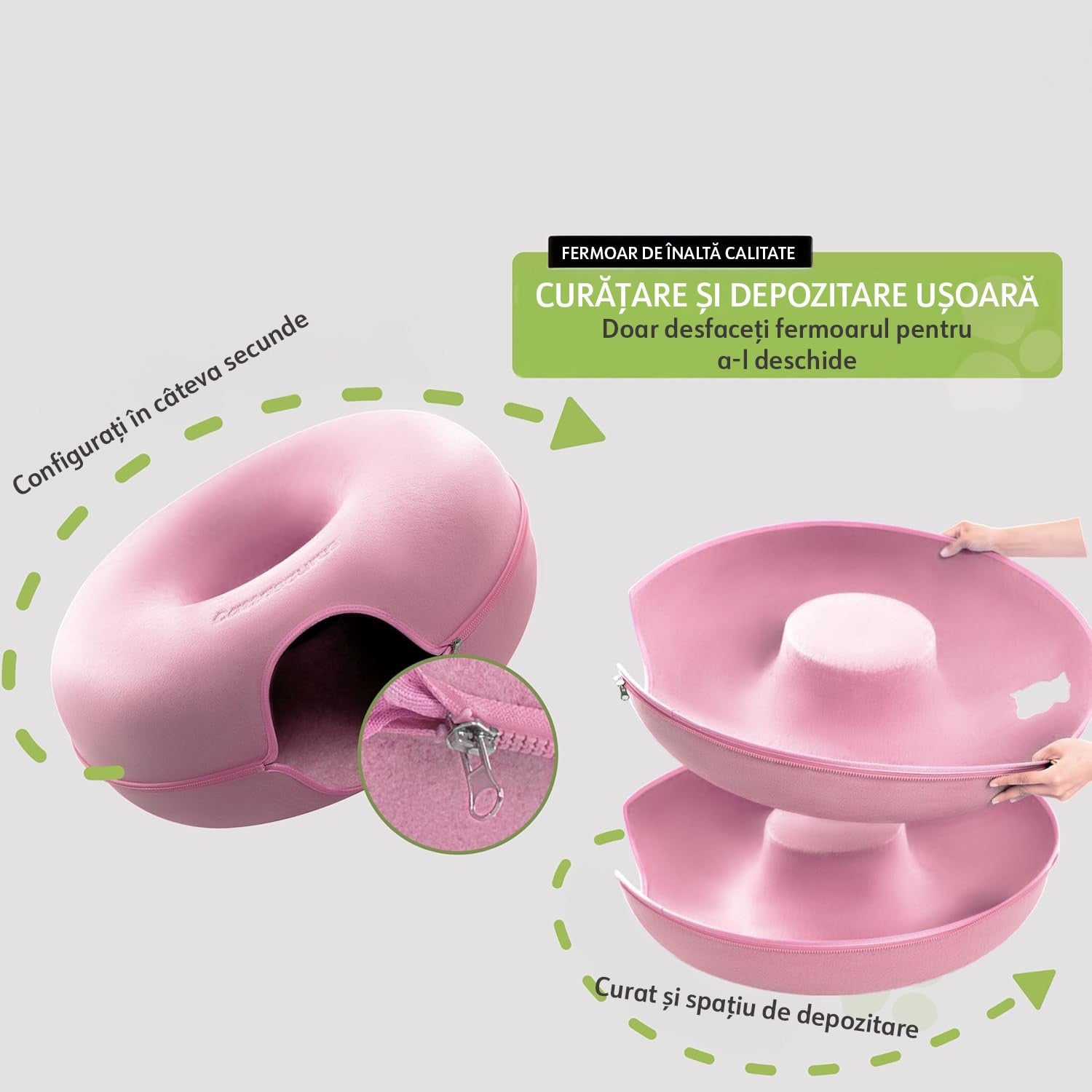 Pat pentru pisici si animale mici NextWave®, Culcus cu fereastra ventilata, design tunel detasabil, rezistent la zgarieturi – imaginea 5
