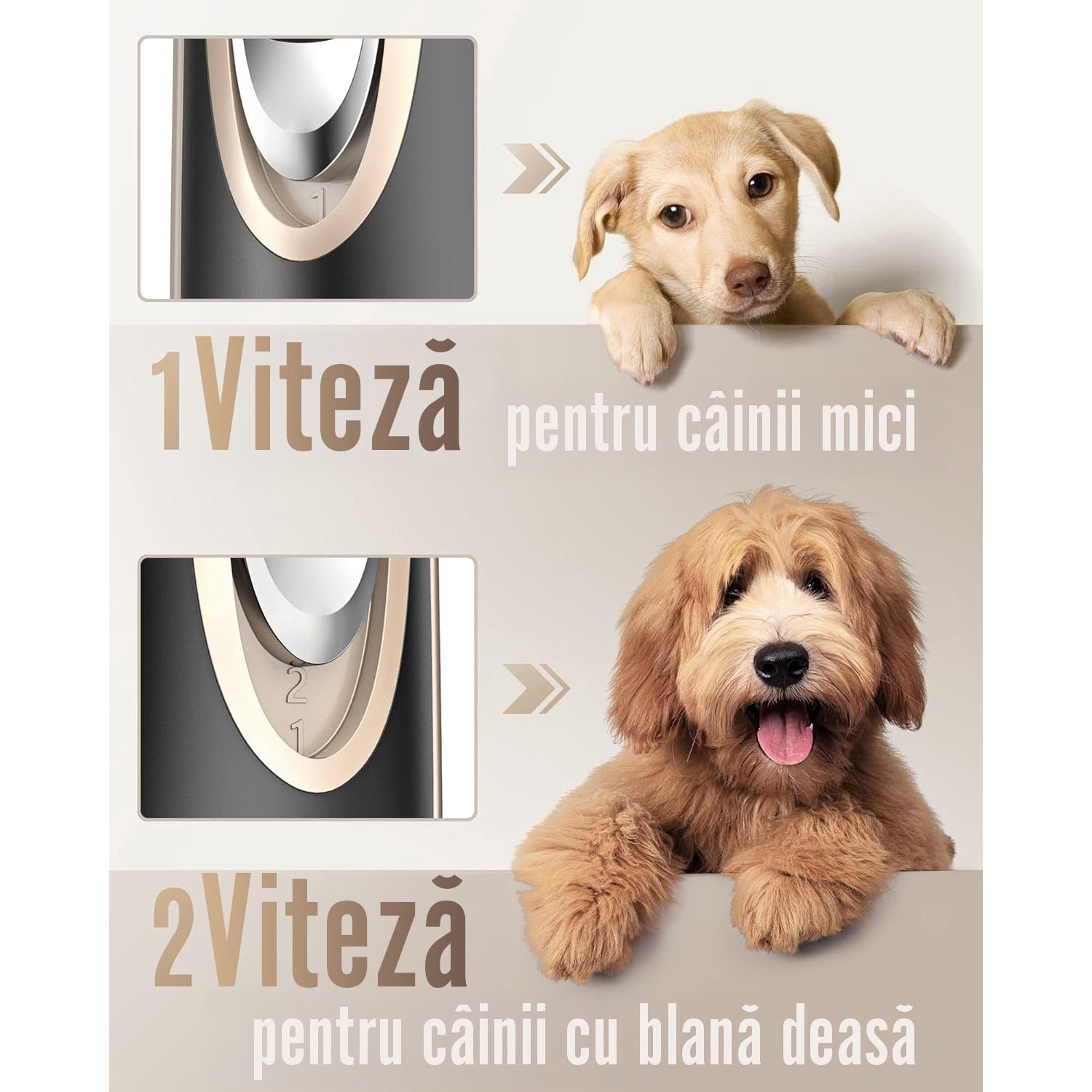 Masina de tuns animale de companie fara fir, Profesionala pentru caini, pisici, 2 viteze, zgomot redus, Afisaj nivel baterie – imaginea 5