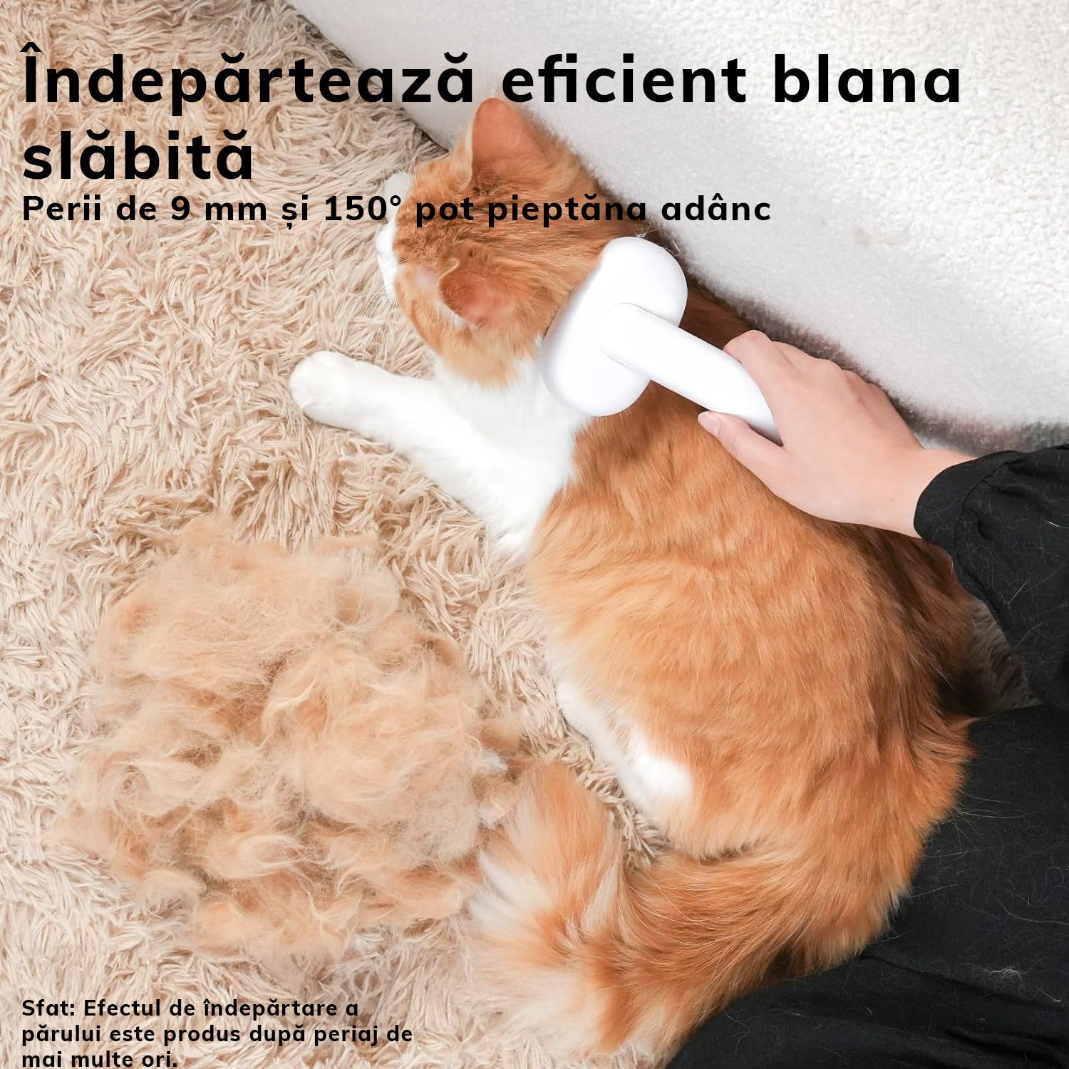 Perie pentru curatarea parului NextWave® de pisici, caini sau alte animale de companie, reutilizabila, Alb cu gri – imaginea 5