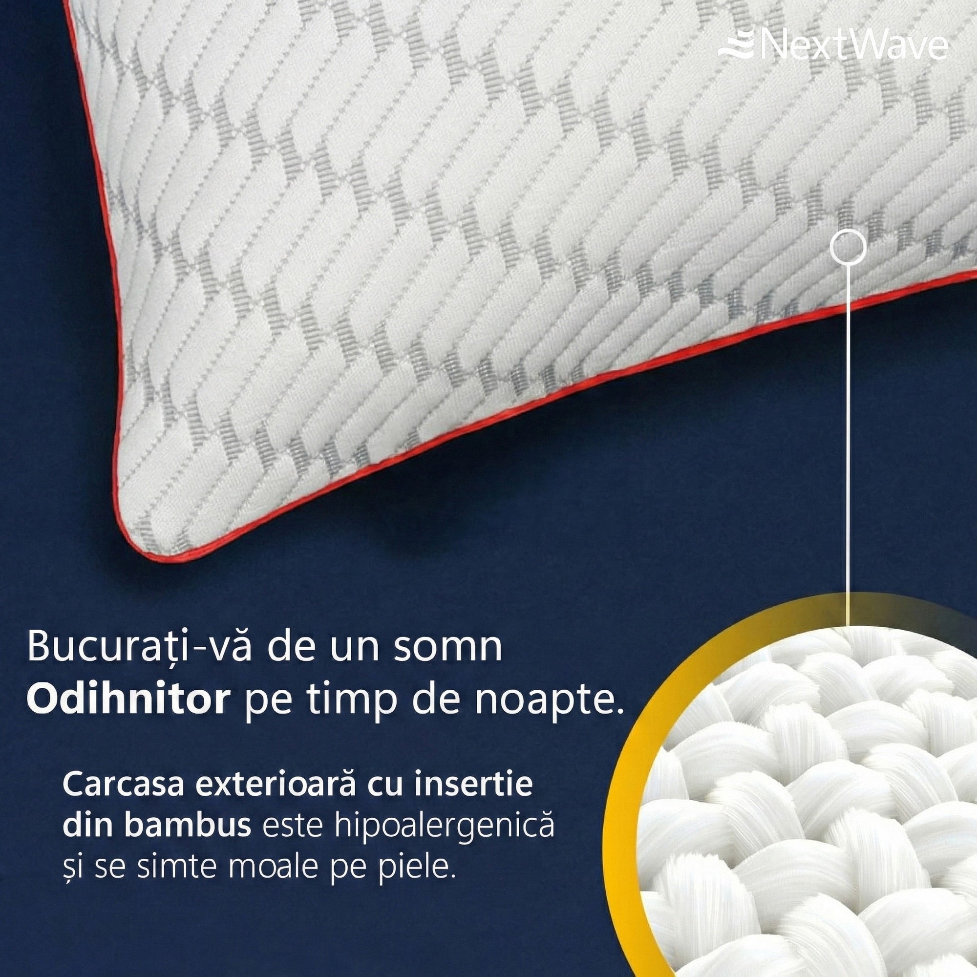 Set 2 perne ortopedice pentru dormit ajustabile NextWave®️, Spuma cu Memorie Maruntita pentru Gat si Suport Cervical, Ideala – imaginea 5