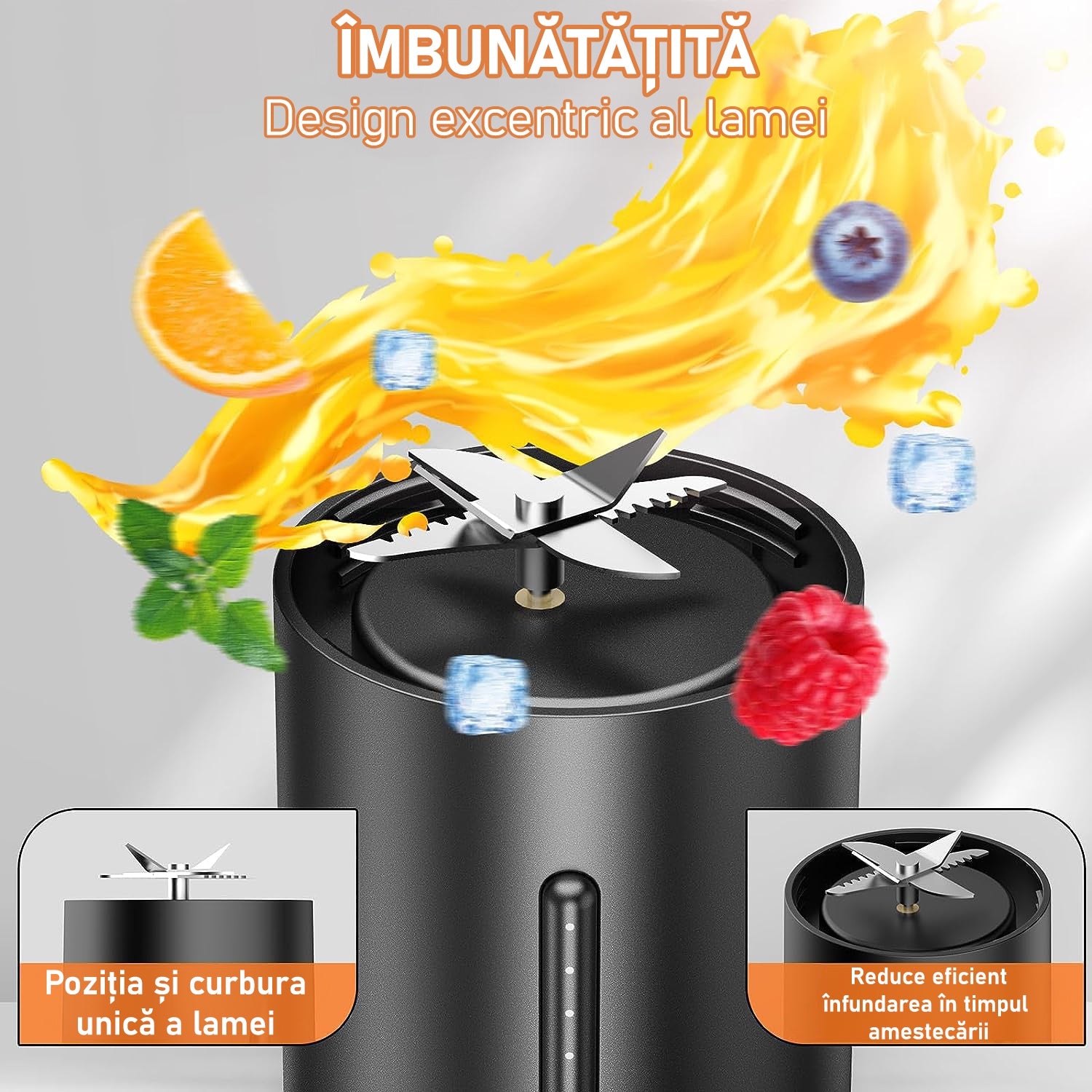 Mini Blender Electric NextWave™, Portabil, Multifunctional, Auto-curatare, Autonomie Mare, Baterie reincarcabila 4000mAh – imaginea 5