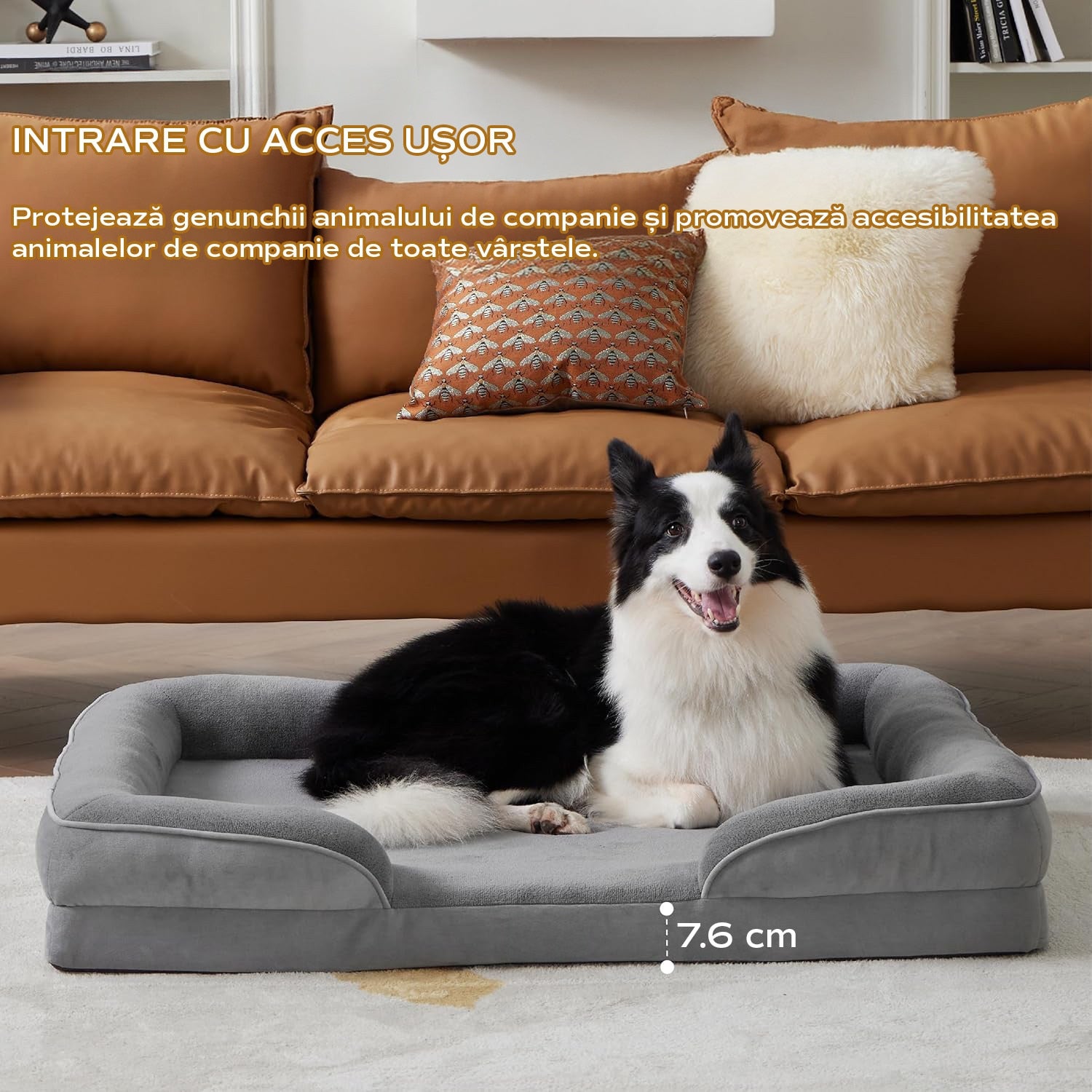 Pat Ortopedic Tip Canapea pentru Caini, Ultra Confortabile pentru Caini de Talie Foarte Mare, Pat Respirabil si Impermeabil – imaginea 5