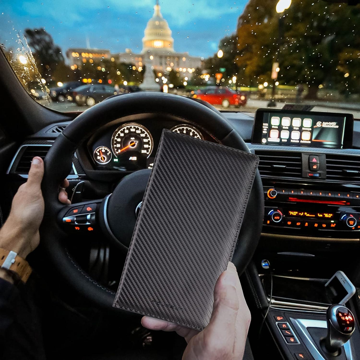 Organizator documente auto NextWave®, pentru talon, asigurare, permis si carduri, 6 compartimente cu ferestre transparente – imaginea 5