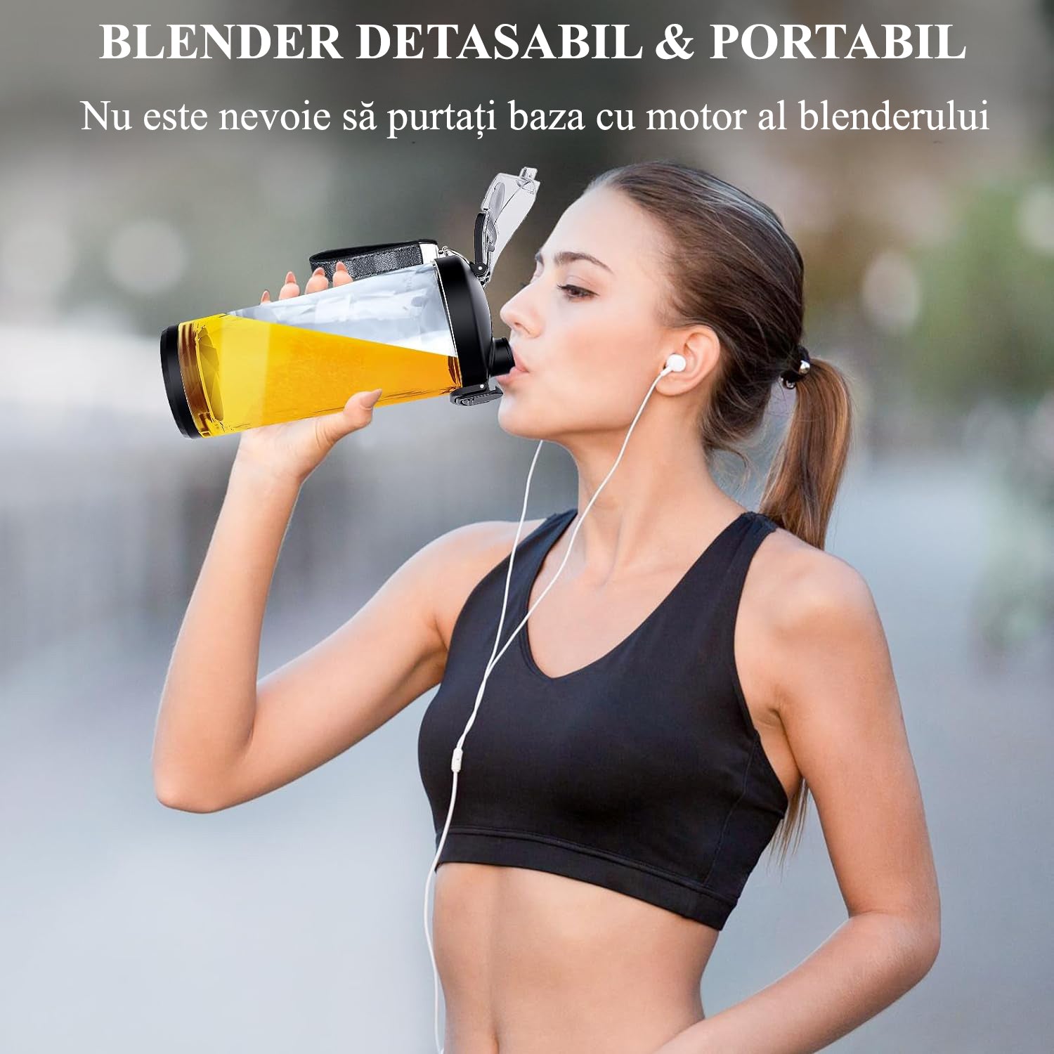 Mini Blender Electric Portabil NextWave™, Multifunctional, Auto-curatare, Autonomie Mare, Recipient detasabil cu capac – imaginea 5
