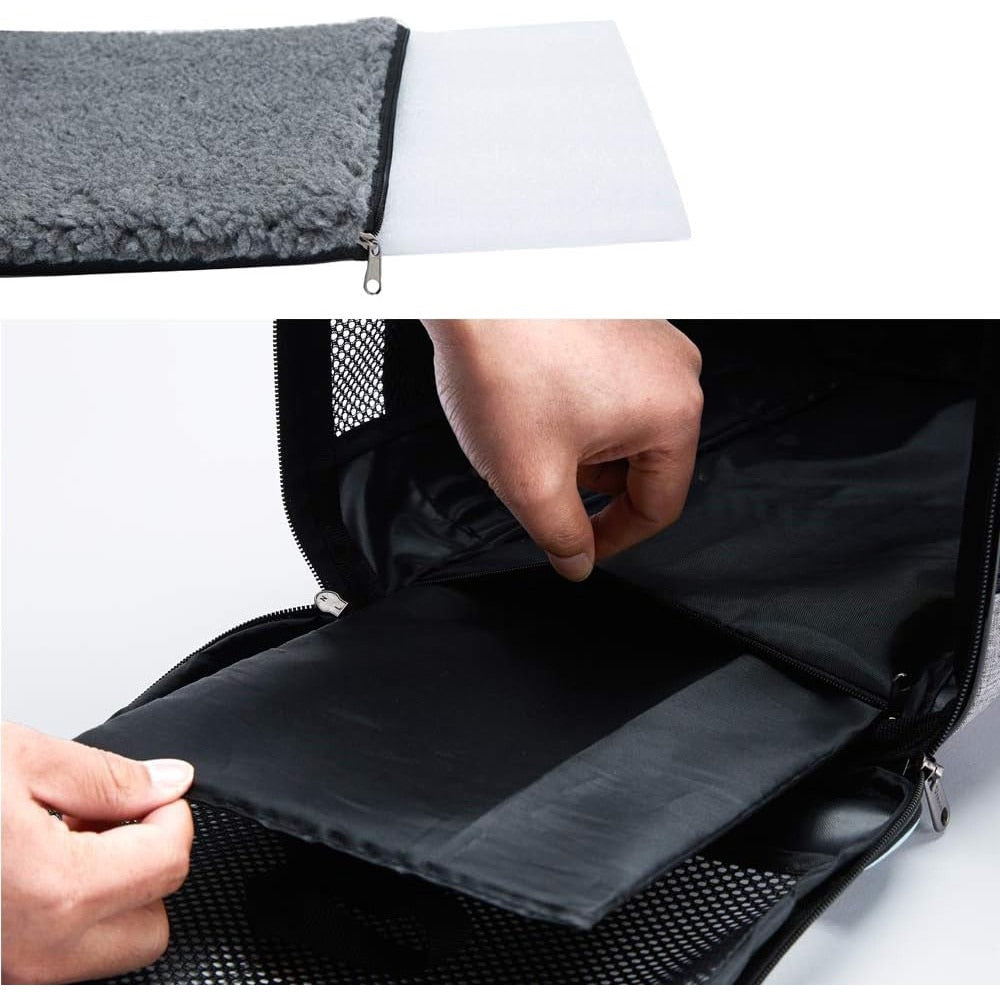 Geanta pentru transport animale mici NextWave®, pisica, caine, iepure, din panza, 45x28x28 cm, Baza rezistenta cu covoras – imaginea 5
