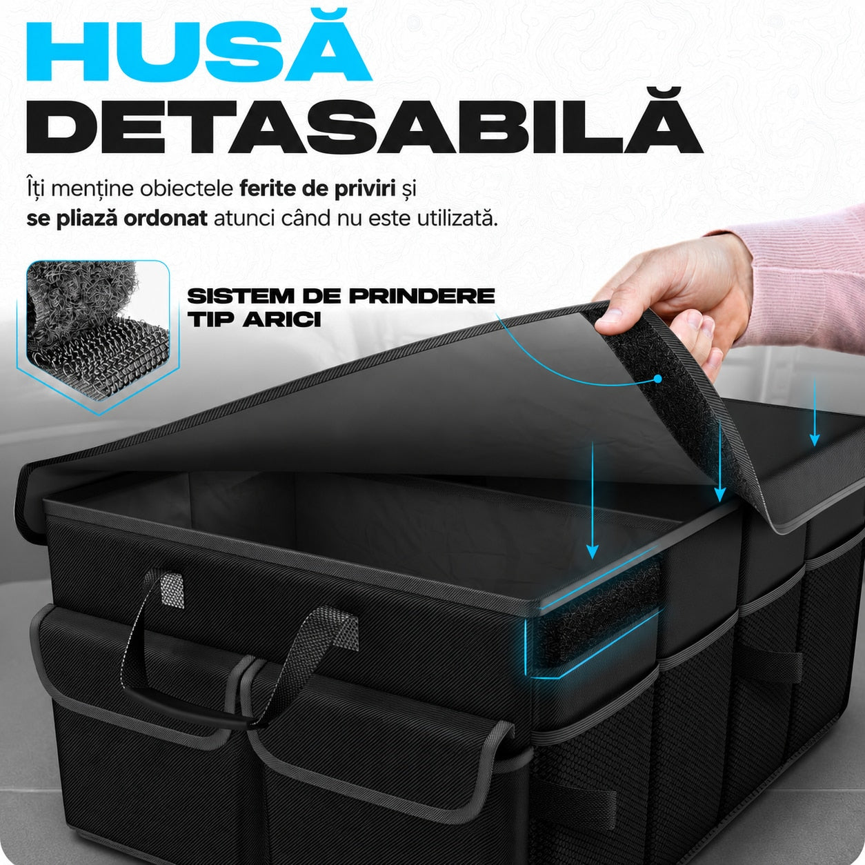 Organizator portbagaj auto NextWave®, pliabil, capacitate 45 L, 2 compartimente spatioase, material Oxford 600D, baza – imaginea 5