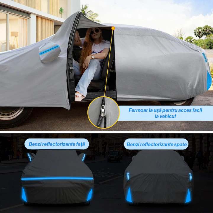 Prelata Auto Premium NextWave®, Impermeabila, Protectie UV, Zapada, Praf, Inghet, Universala pentru SUV, Fermoar Usa Sofer – imaginea 5