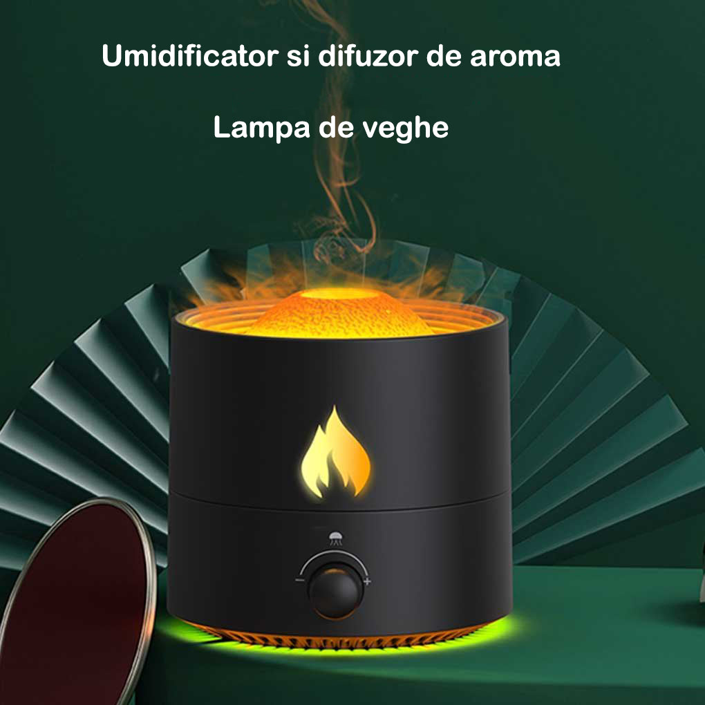 Umidificator de aer Ultrasonic NextWave® cu difuzor aromaterapie, model Vulcan cu lumina rosie, 2 setari de functionare – imaginea 5
