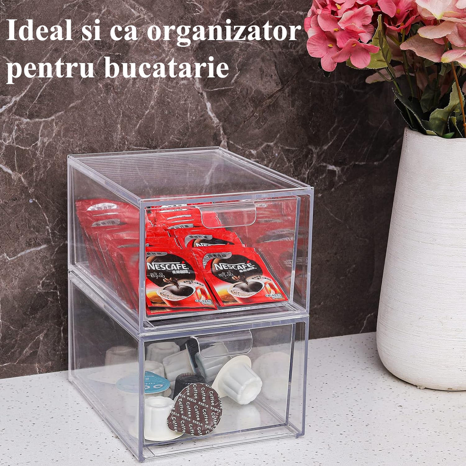 Organizator universal 2 bucati pentru cosmetic NextWave®️, multifunctional cu sertare glisante, recipient de depozitare – imaginea 5