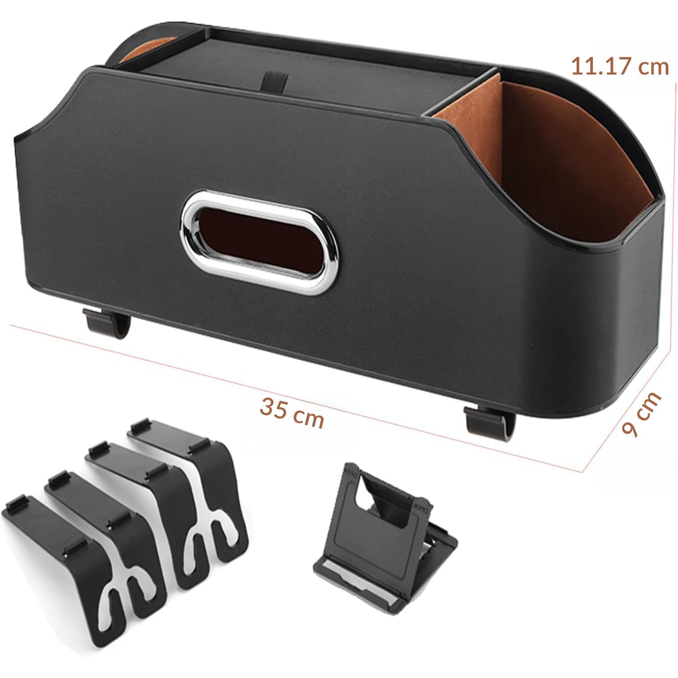 Organizator spatar auto NextWave®️, suport multifunctional cu buzunar pentru tableta, 2 suporturi de pahare, material – imaginea 5
