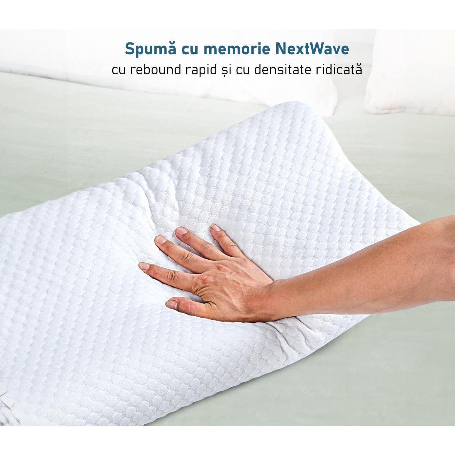 Set 2 perne ortopedice NextWave, spuma cu memorie, husa lavabila, 60x40cm – imaginea 5