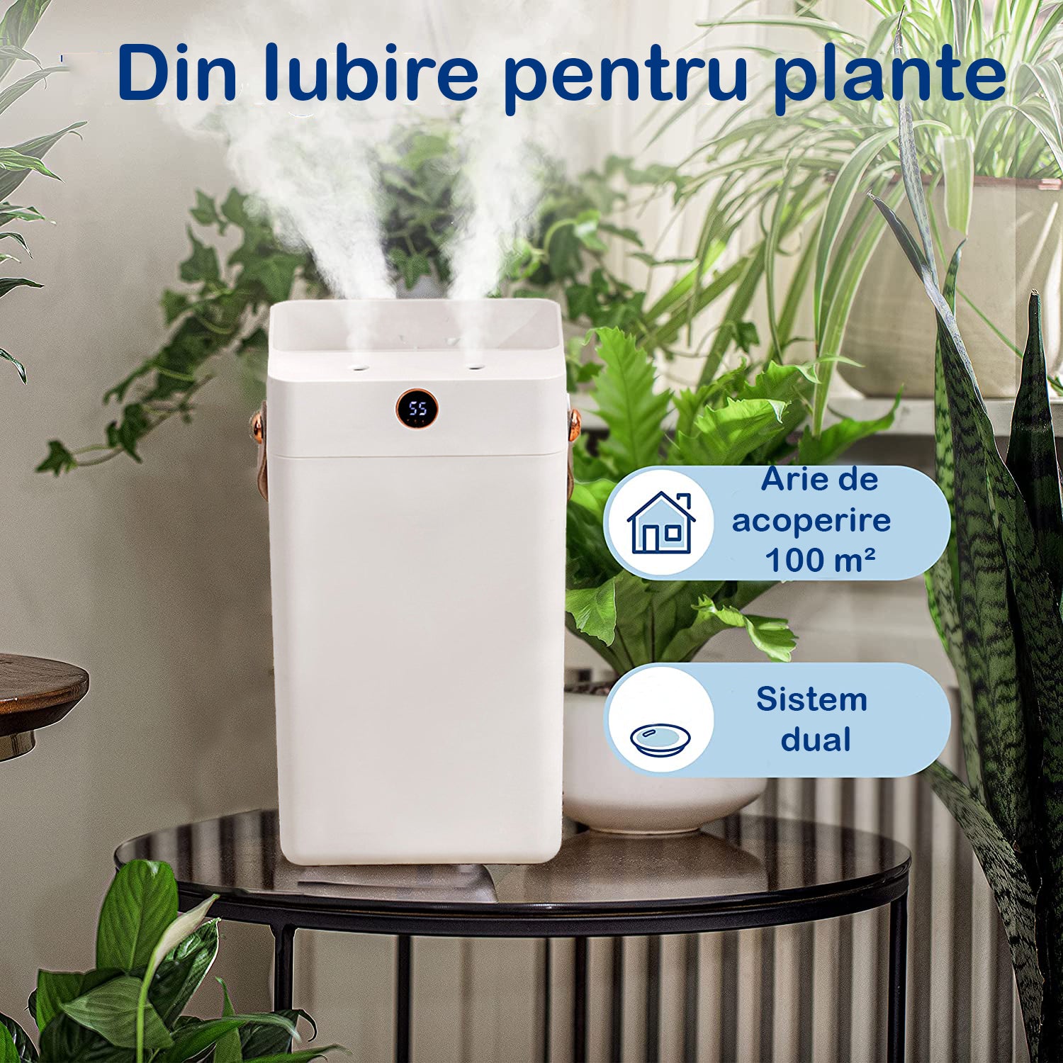 Umidificator de aer Ultrasonic NextWave® cu 2 Difuzoare aromaterapie, 4 filtre de rezerva, rezervor 3L, pentru Casa si – imaginea 6