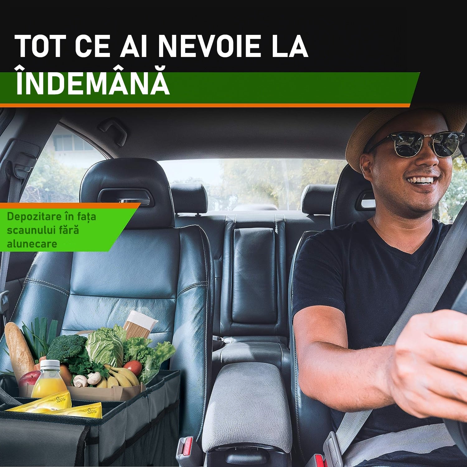 Organizator portbagaj auto NextWave®️ cu chingi de ancorare, Multifunctional, Pliabil, 9 compartimente, Capacitate 60L – imaginea 6