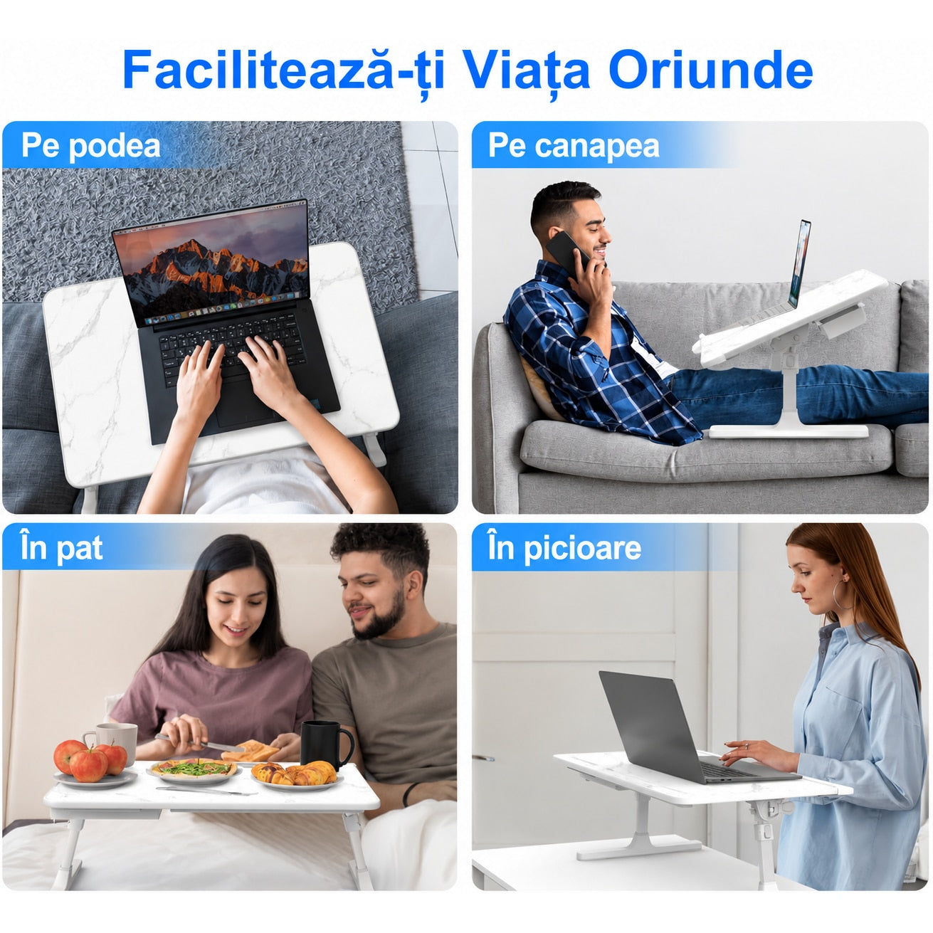 Masa Laptop Pliabila NextWave®, Suport Reglabil pentru Pat si Canapea, Inaltime si Inclinare Ajustabila, Picioare Pliabile – imaginea 6