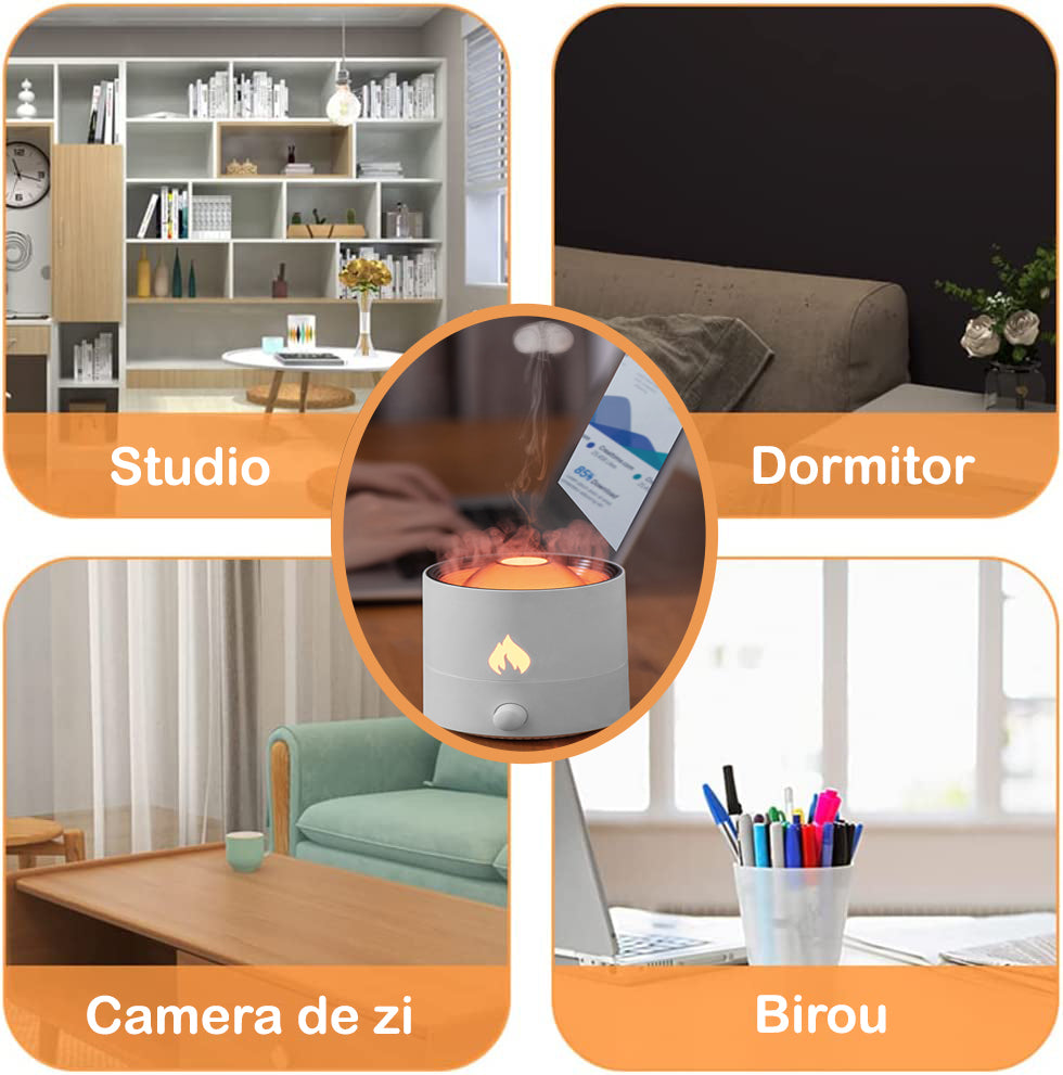 Umidificator de aer Ultrasonic NextWave® cu difuzor aromaterapie, model Vulcan cu lumina rosie, 2 setari de functionare – imaginea 6