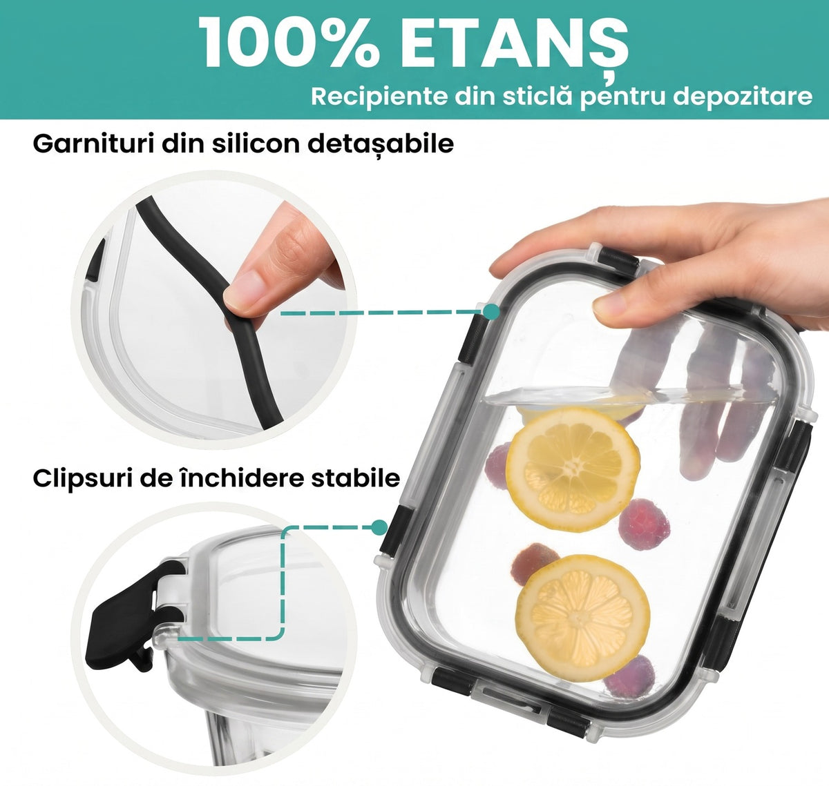 Set 15 Caserole Alimentare din sticla NextWave®️ Capace Etanse, Depozitare Frigider si Congelator, Potrivite pentru – imaginea 6