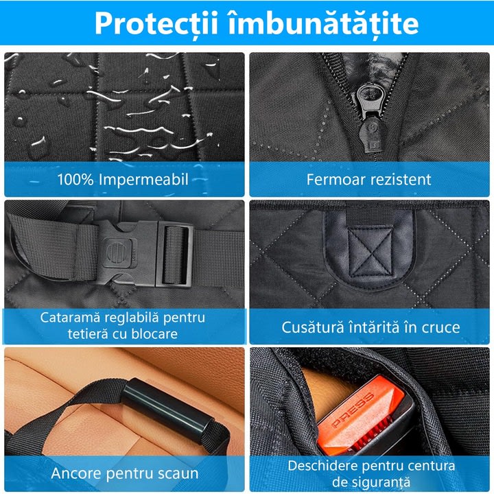 Husa scaune auto, protectie si transport animale extinsa NextWave®️, insertie 3 placi pentru caini, pisici de toate taliile – imaginea 6
