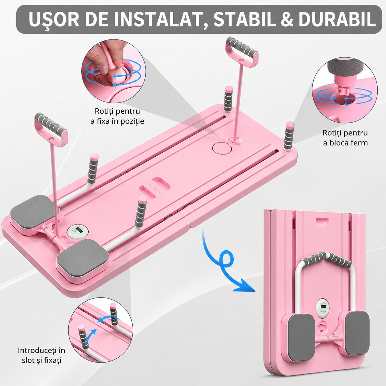 Aparat Pilates Reformer pliabil NextWave® – echipament de antrenament pentru acasa, ideal pentru incepatori si avansati – imaginea 6