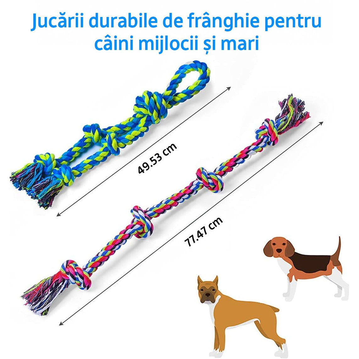 Set 2 franghii pentru caini NextWave®️, Jucarii din franghie pentru caini de talie mare si medie, special concepute pentru – imaginea 6