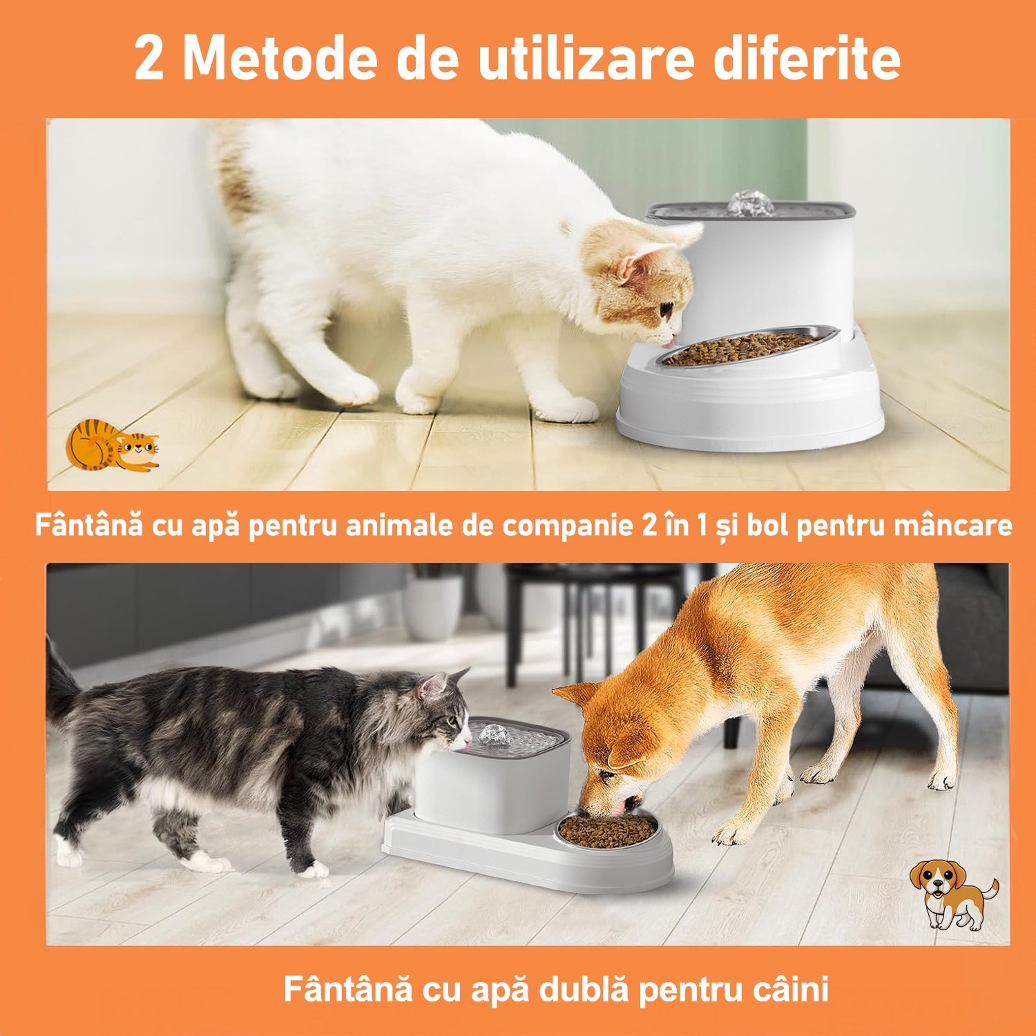 Dispenser apa automat cu Bol pentru mancare NextWave®, 2-1 tip fantana pentru pisici si caini, cu purificare si filtrare – imaginea 6