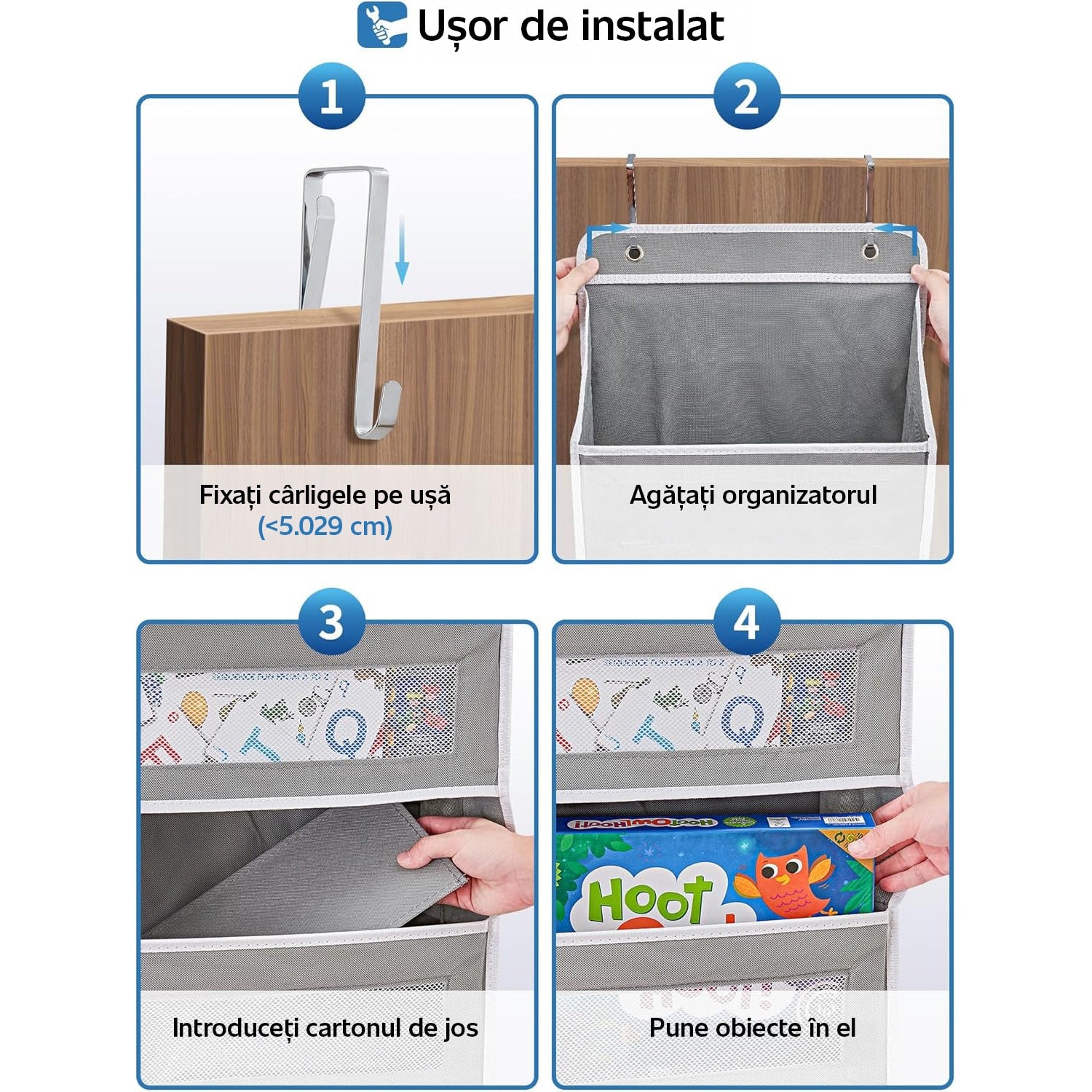 Organizator de usa NextWave®️, 5 compartimente, depozitare pe perete cu raft, material netesut, pliabil, spatiu de – imaginea 6