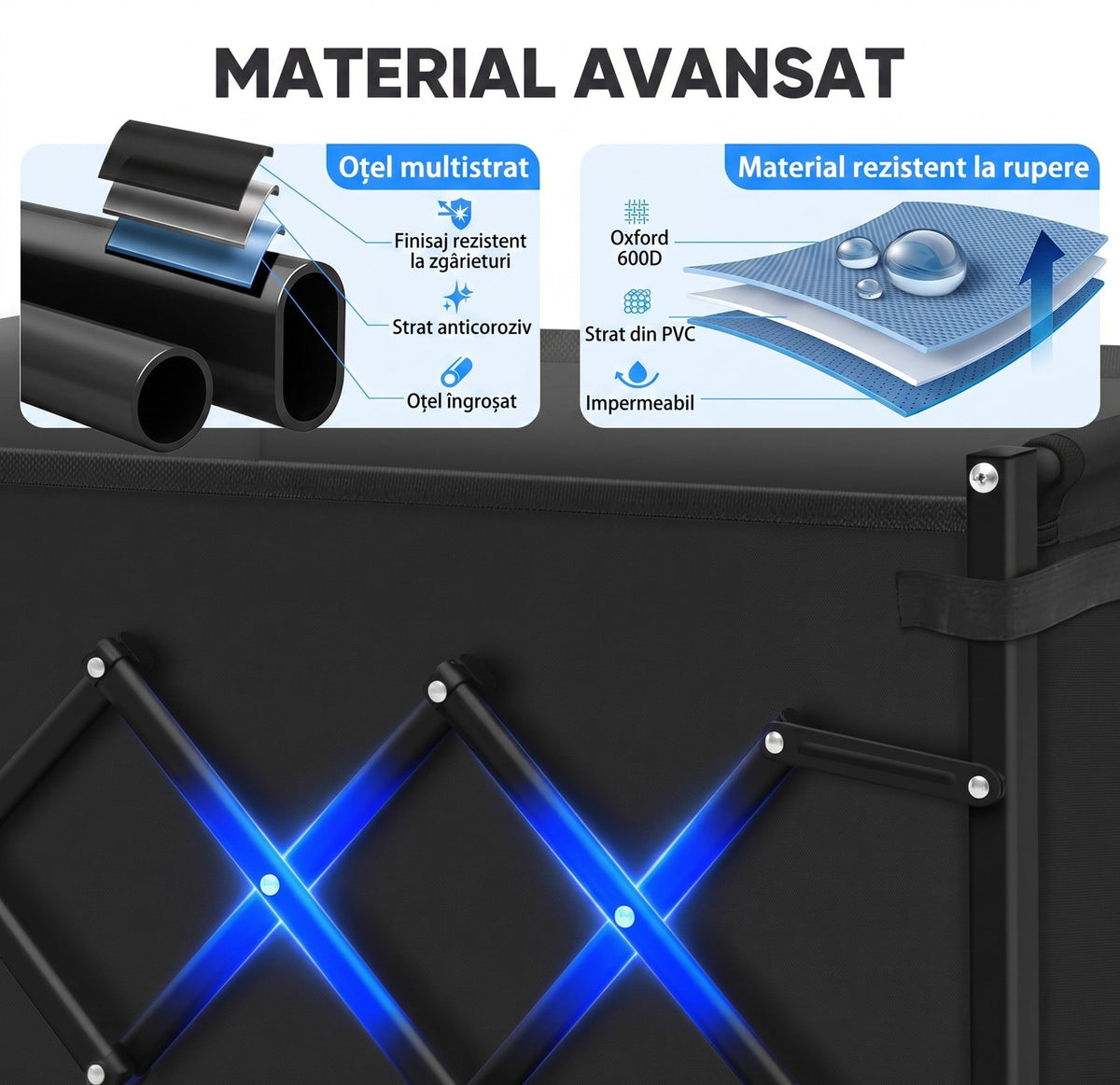 Cărucior turistic pliabil NextWave®️, pliere rapidă și compactă, capacitate 99,8 kg, mâner ergonomic reglabil anti-cădere – imaginea 6