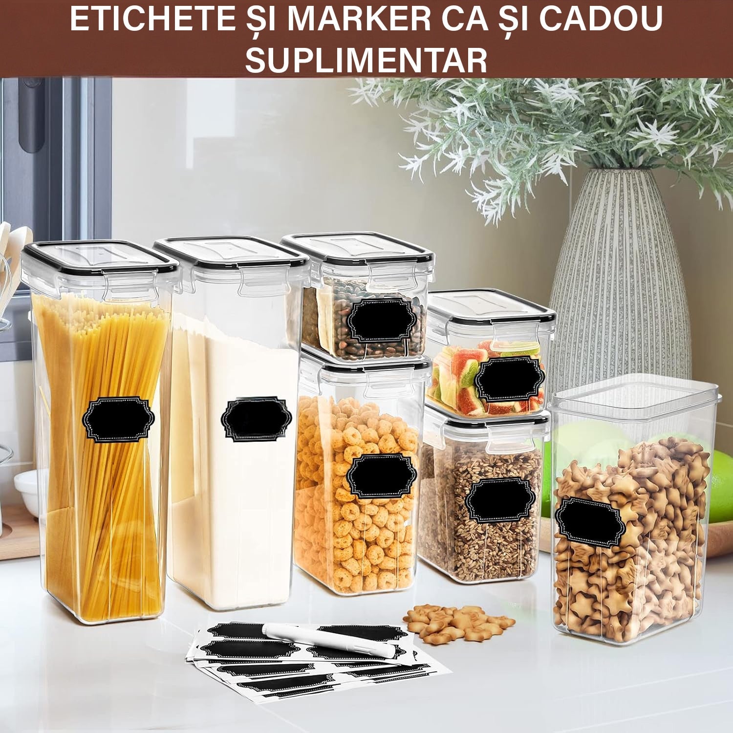Set 24 cutii depozitare alimente NextWave® – plastic alimentar transparent fara BPA, capace etanse cu garnitura, 4 – imaginea 6