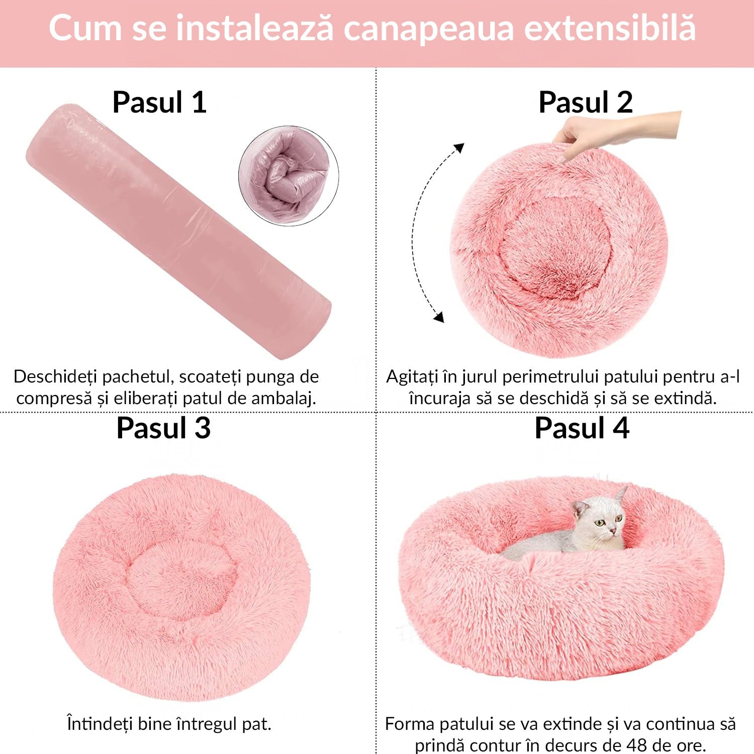 Pat Pentru Caini Sau Pisici NextWave®, pentru animale de companie, Rotund, Antiderapant, Confortabil Si Usor De Curatat – imaginea 6