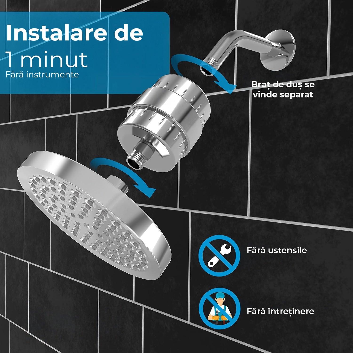 Filtru de apa premium NextWave® pentru para de dus cu 23 stagii de filtrare, usor de instalat, infuzie de minerale si – imaginea 6