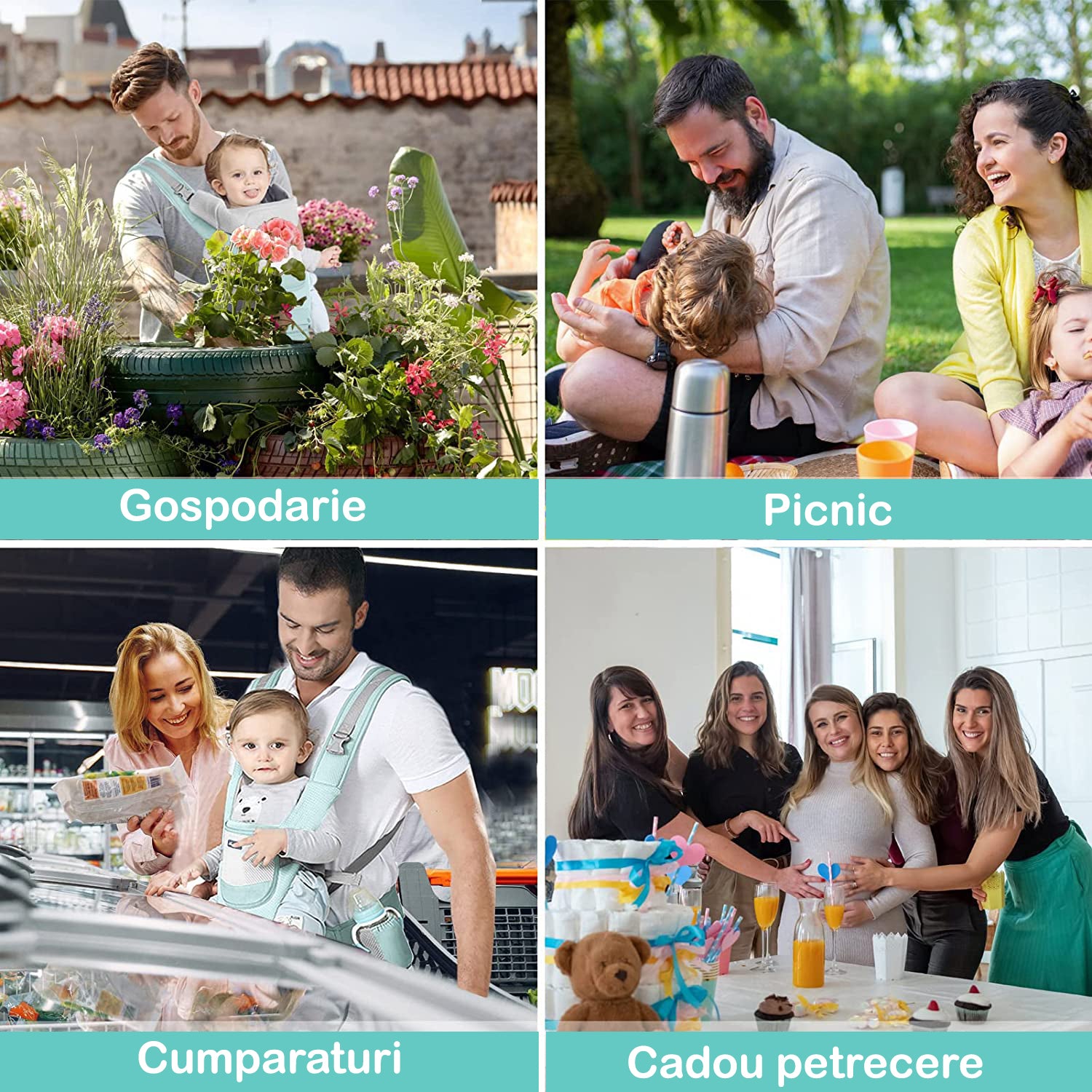 Marsupiu Ergonomic pentru bebe, Multifunctional 2 in 1 ajustabil si detasabil, support sezut si lombar, 0-36l luni, all – imaginea 6