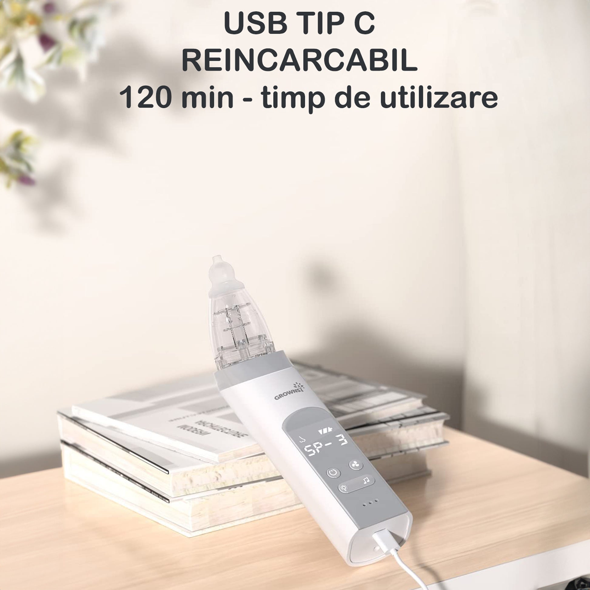 Aspirator nazal electric NextWave™, pentru bebelusi si copii, silentios, Portabil, 3 Trepte de Aspirare, 3 Capete de – imaginea 6