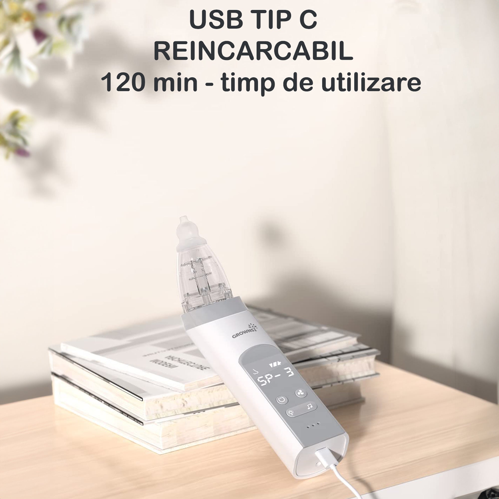 Aspirator nazal electric NextWave™, pentru bebelusi si copii, silentios, Portabil, 3 Trepte de Aspirare, 3 Capete de – imaginea 6