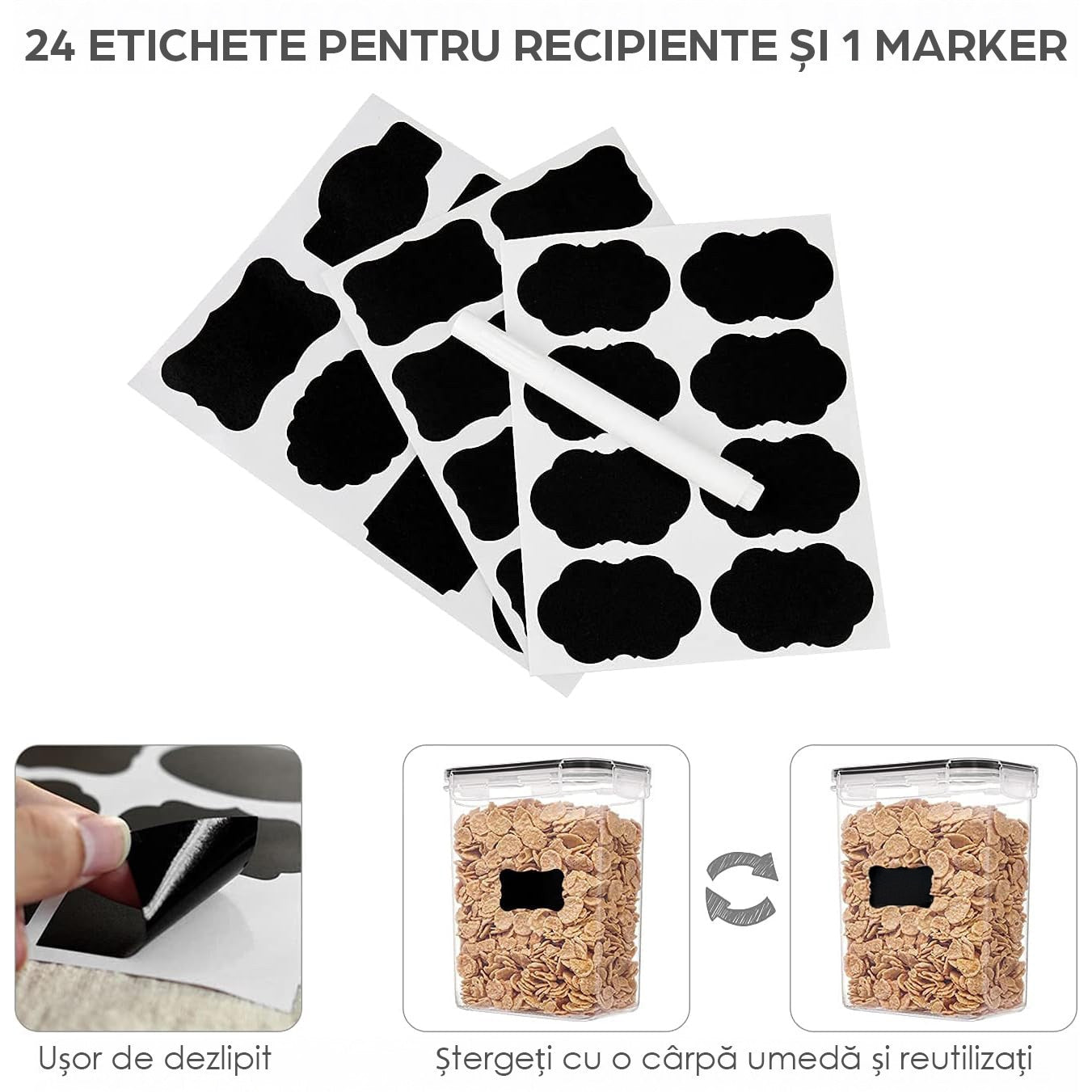 Set 24 cutii depozitare alimente NextWave, plastic alimentar transparent fara BPA, inchidere ermetica, reutilizabile – imaginea 6