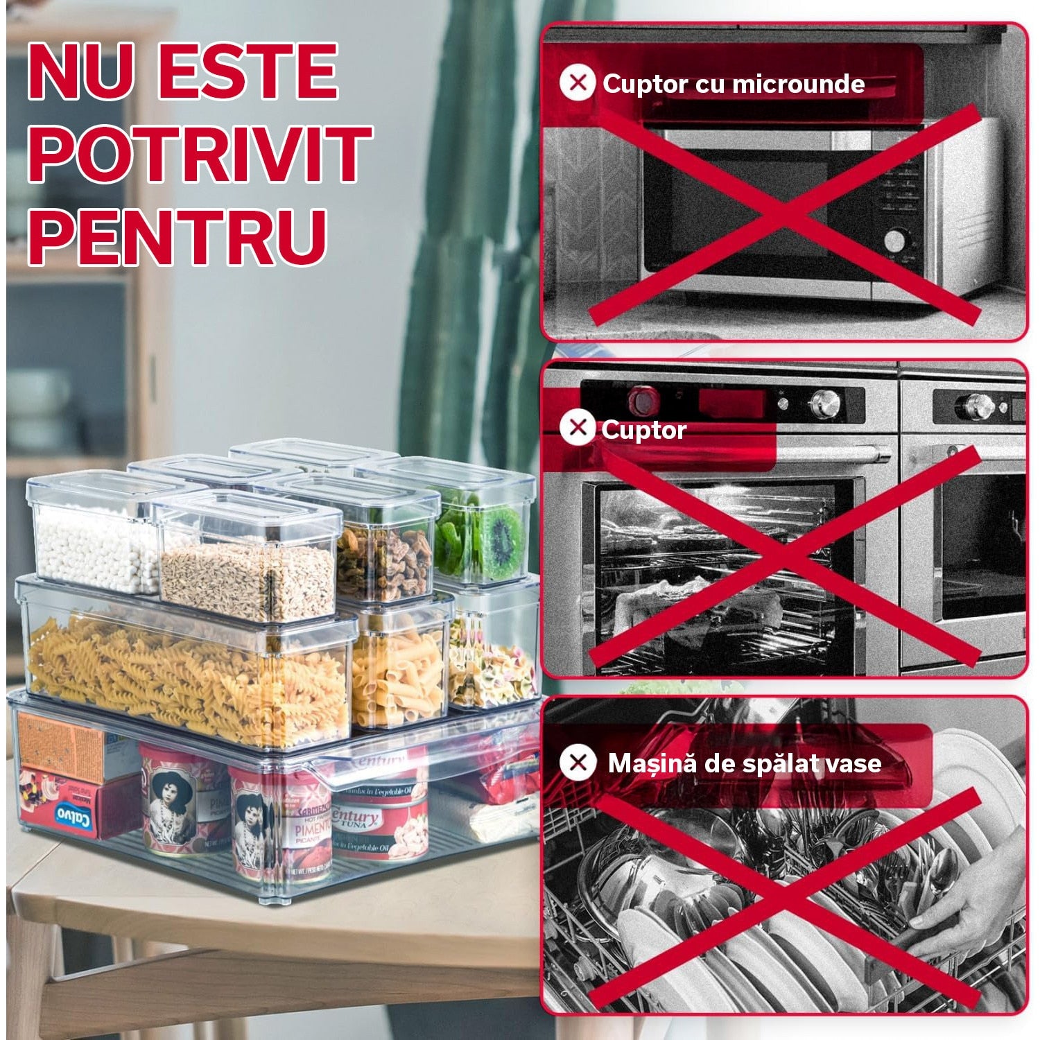 Set 10 organizatoare alimentare NextWave® pentru frigider – cutii cu capace suprapozabile, transparente, BPA Free, ideale – imaginea 6